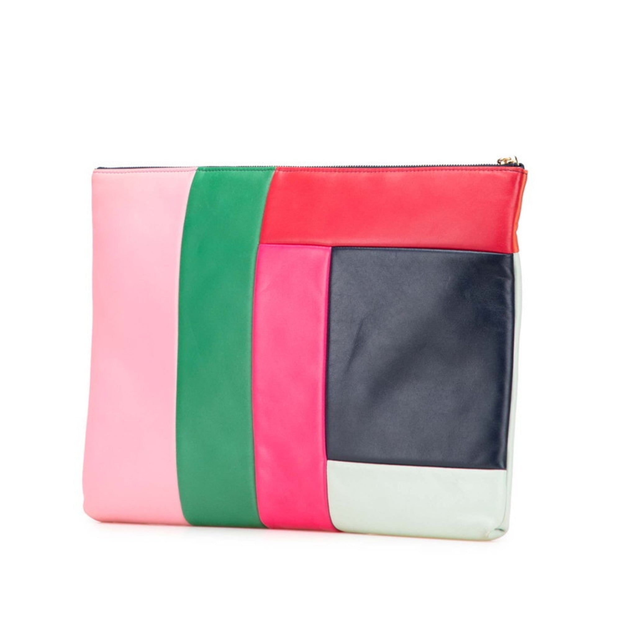 O Case Clutch Colorblock Leather Large
