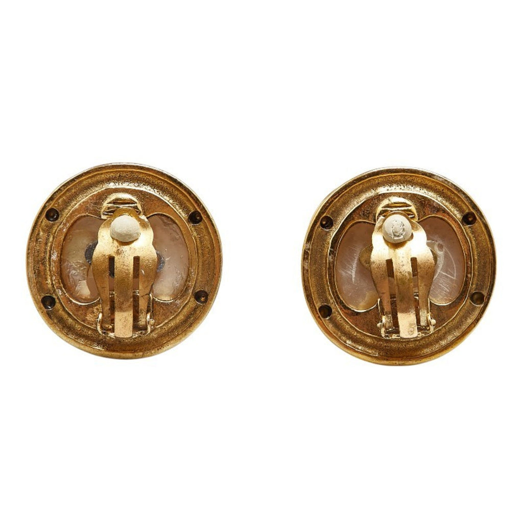 Vintage Earrings Pearl Gold-Tone Metal