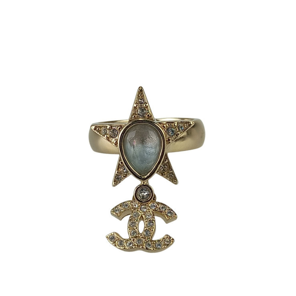 CC Logo Star Ring Gold-Tone Metal