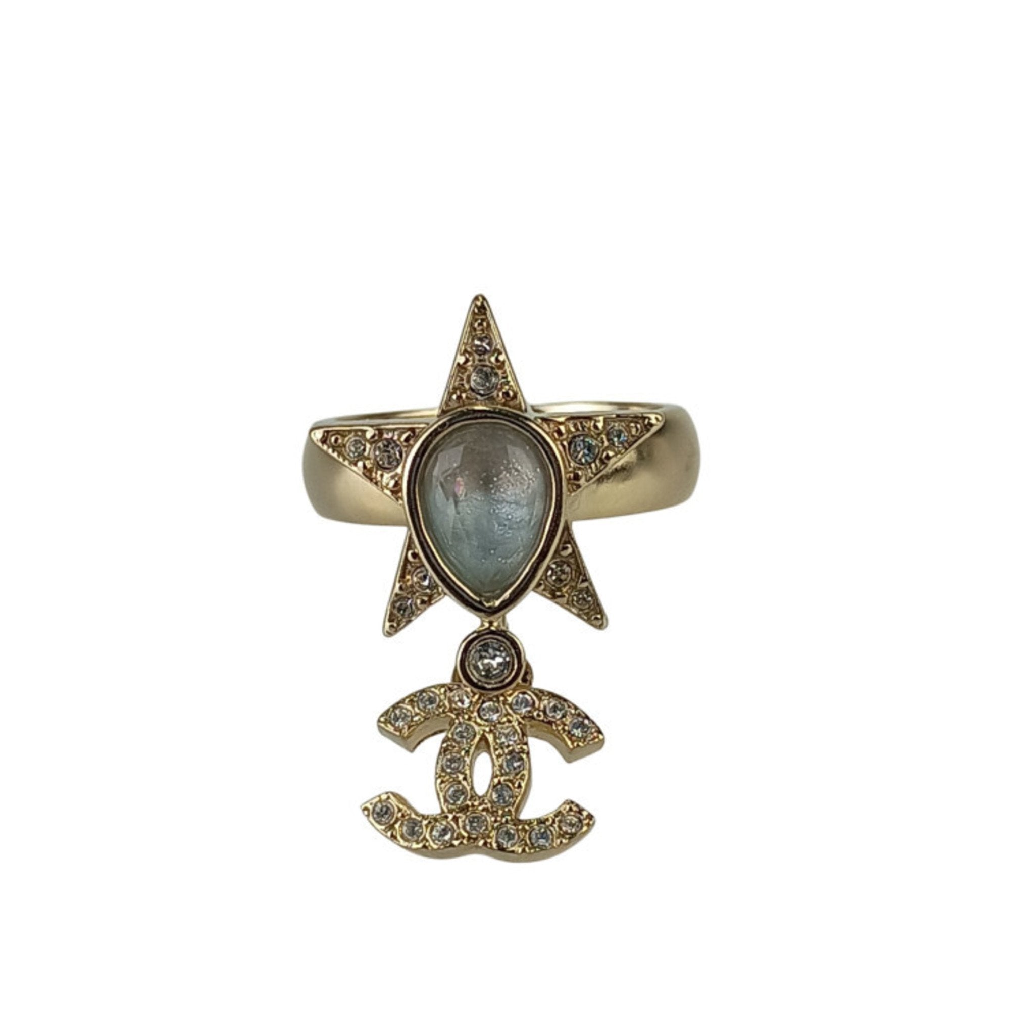 CC Logo Star Ring Gold-Tone Metal