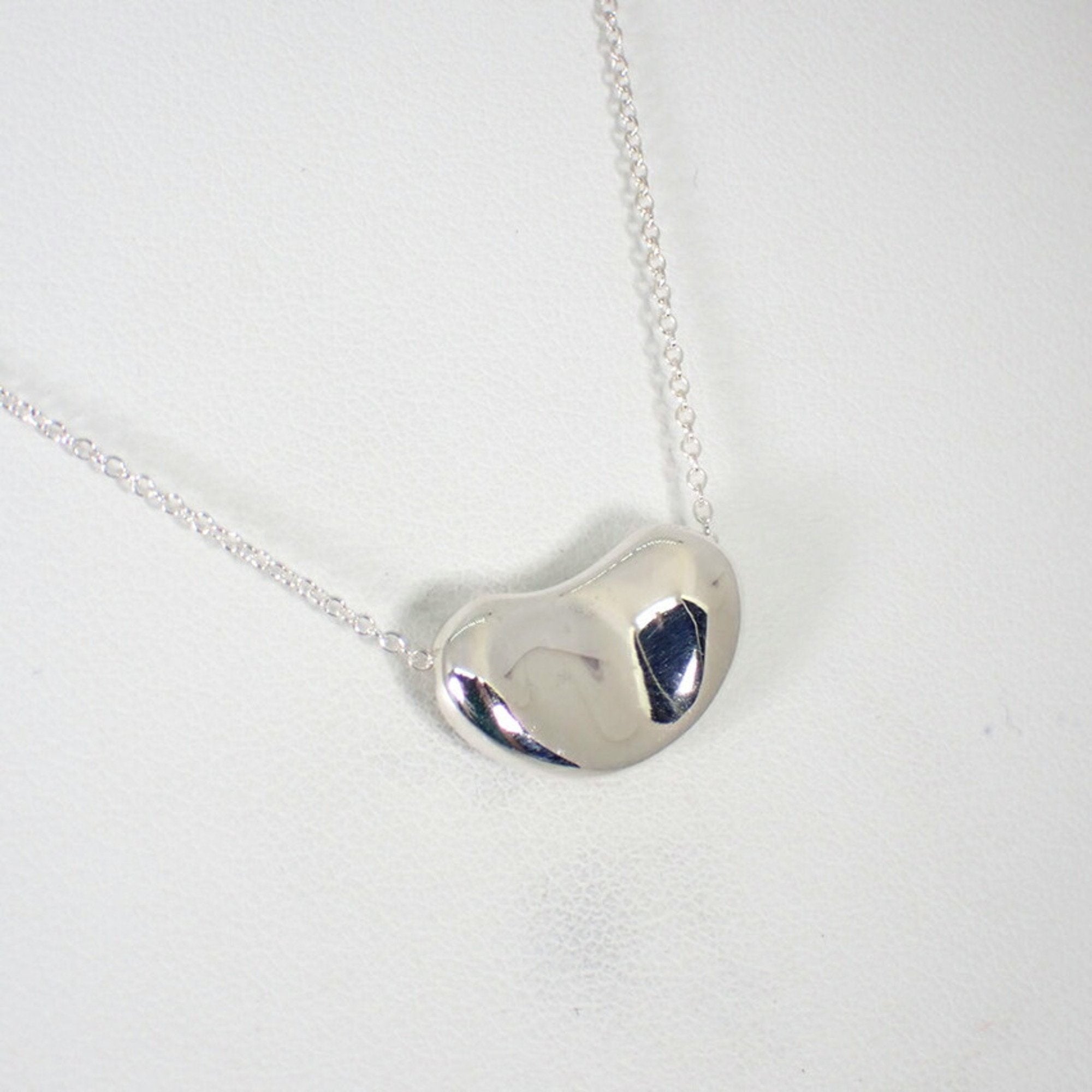 Bean Pendant Necklace Sterling Silver 11mm