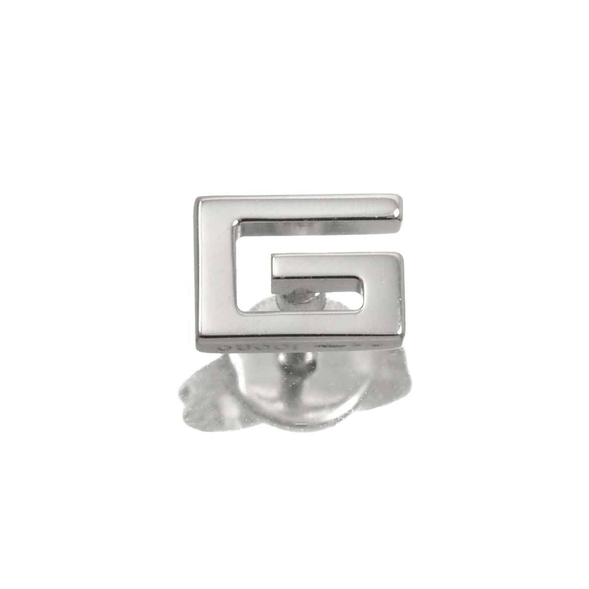 Single Earring Logo 18K White Gold