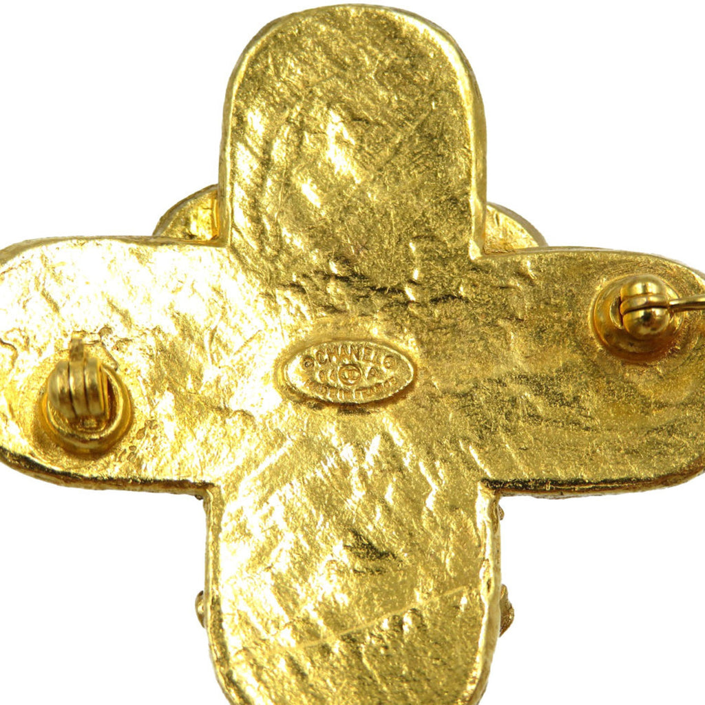 CC Logo Brooch Gold-Tone Metal