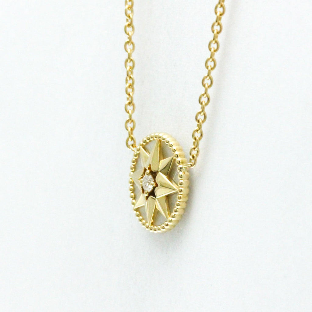 Pendant Necklace 18K Yellow Gold with Diamond and Mother of Pearl
