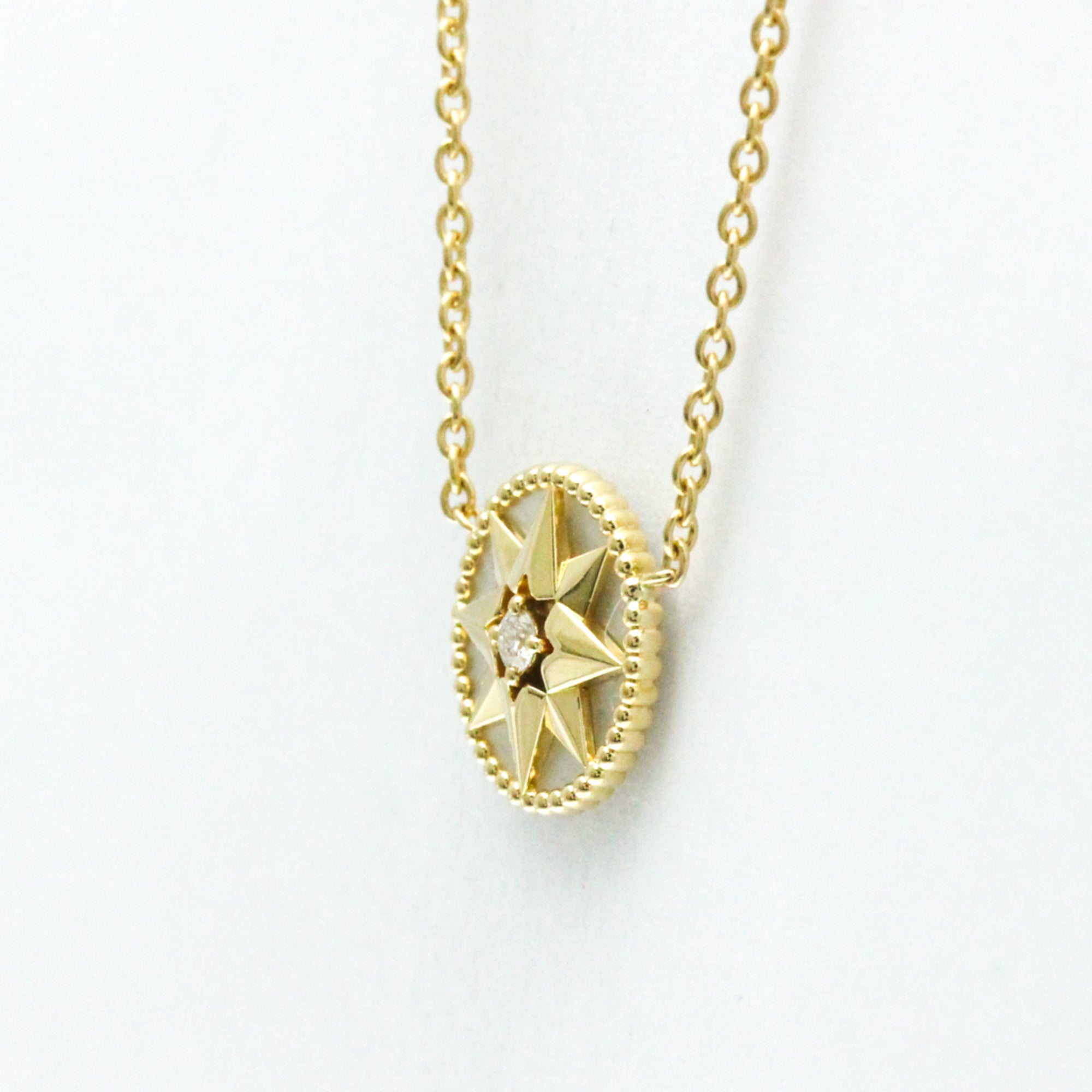 Pendant Necklace 18K Yellow Gold with Diamond and Mother of Pearl