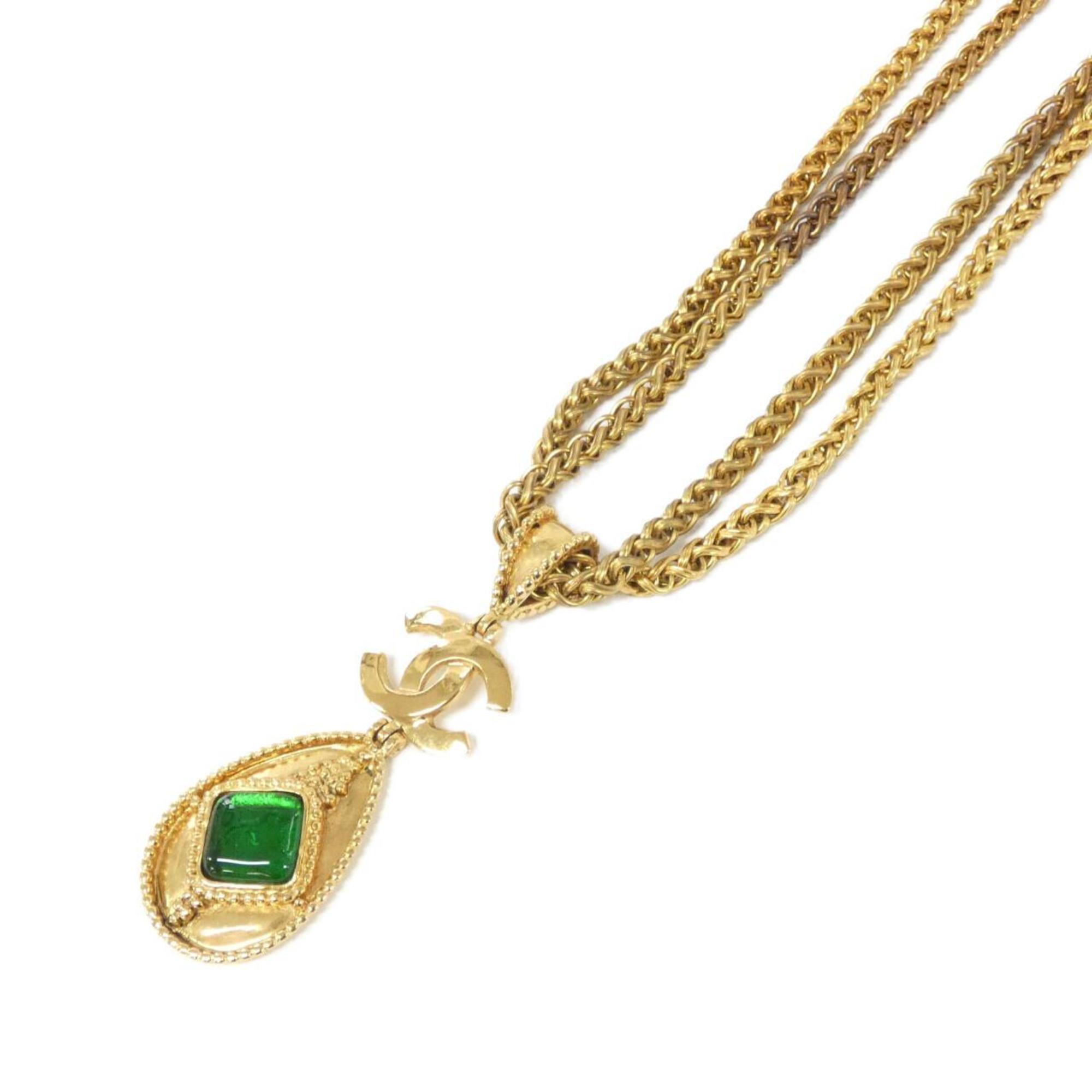 Pendant Necklace Gold Green
