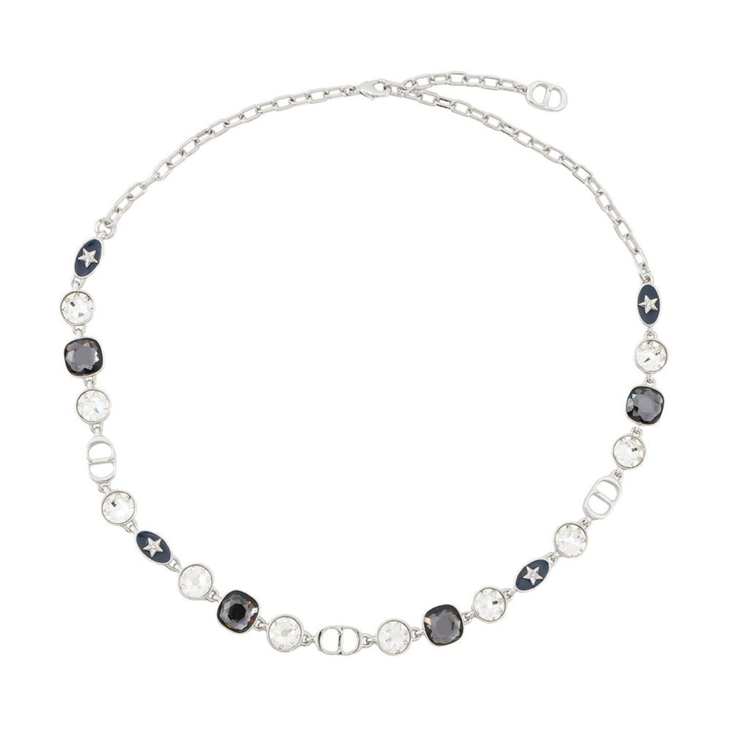 Pendant Necklace Metal Silver with Color Stone