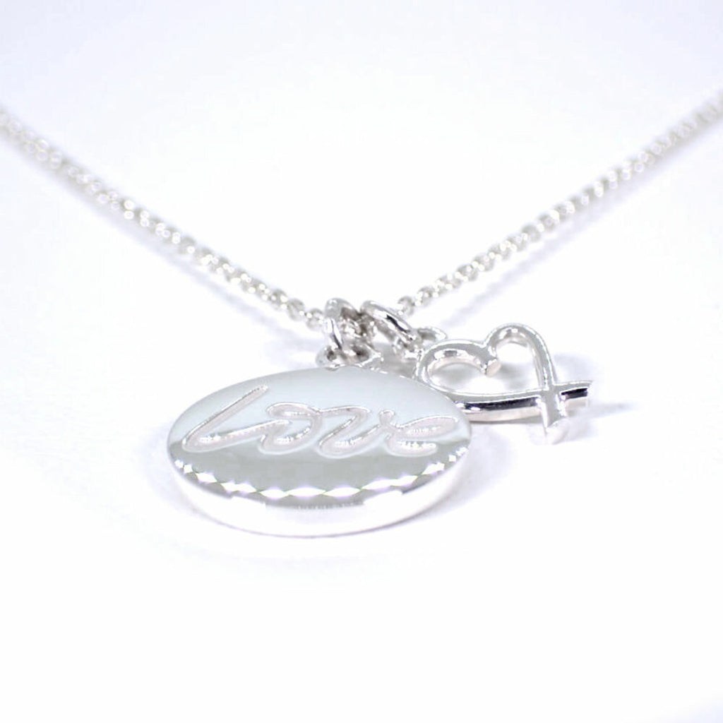 Love Loving Heart Pendant Necklace Sterling Silver
