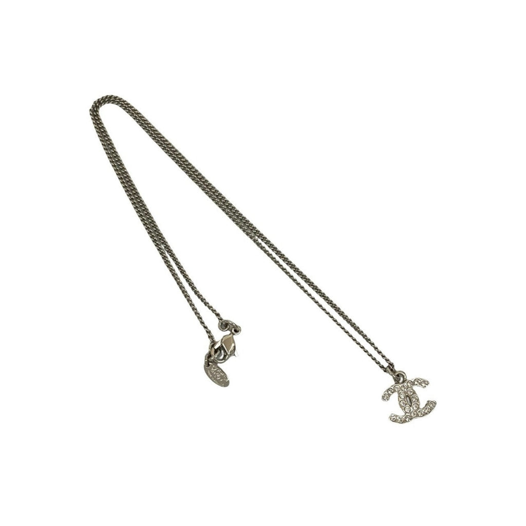 CC Logo Pendant Necklace Silver-Tone Metal
