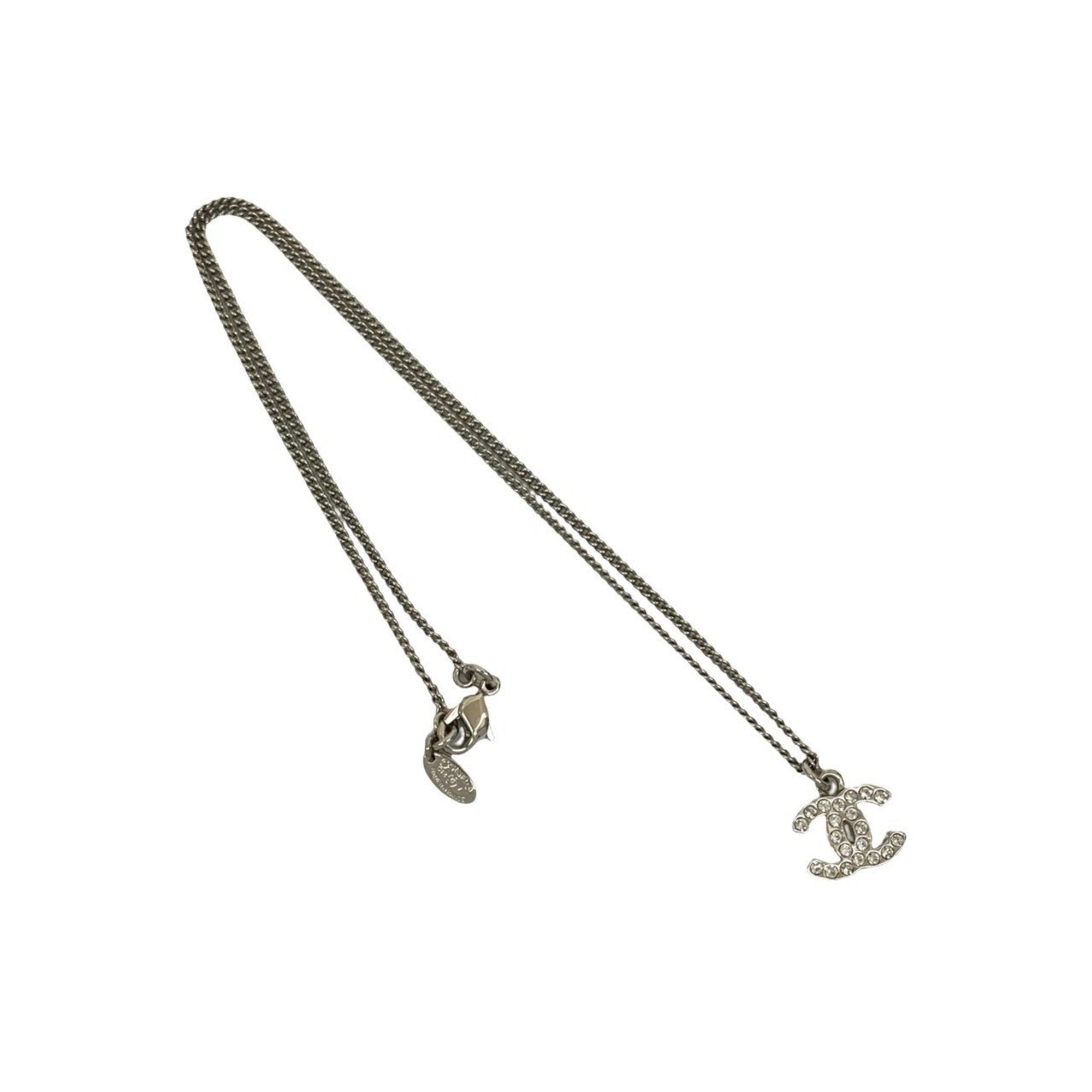 CC Logo Pendant Necklace Silver-Tone Metal