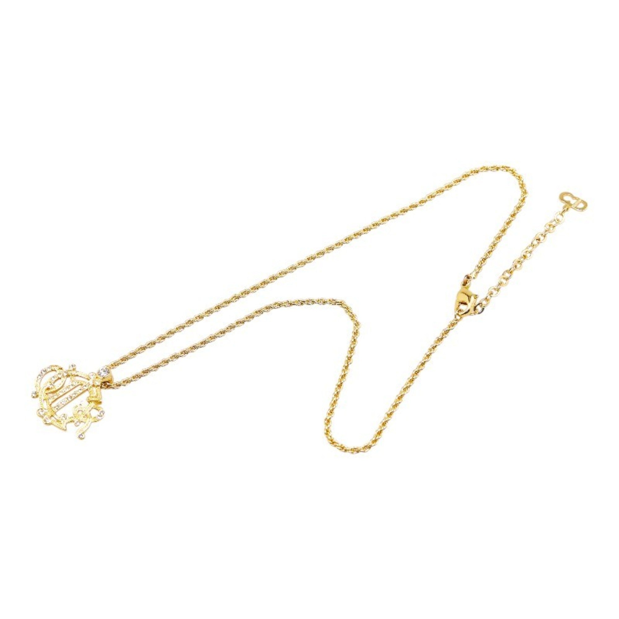 Pendant Necklace Gold With Rhinestone