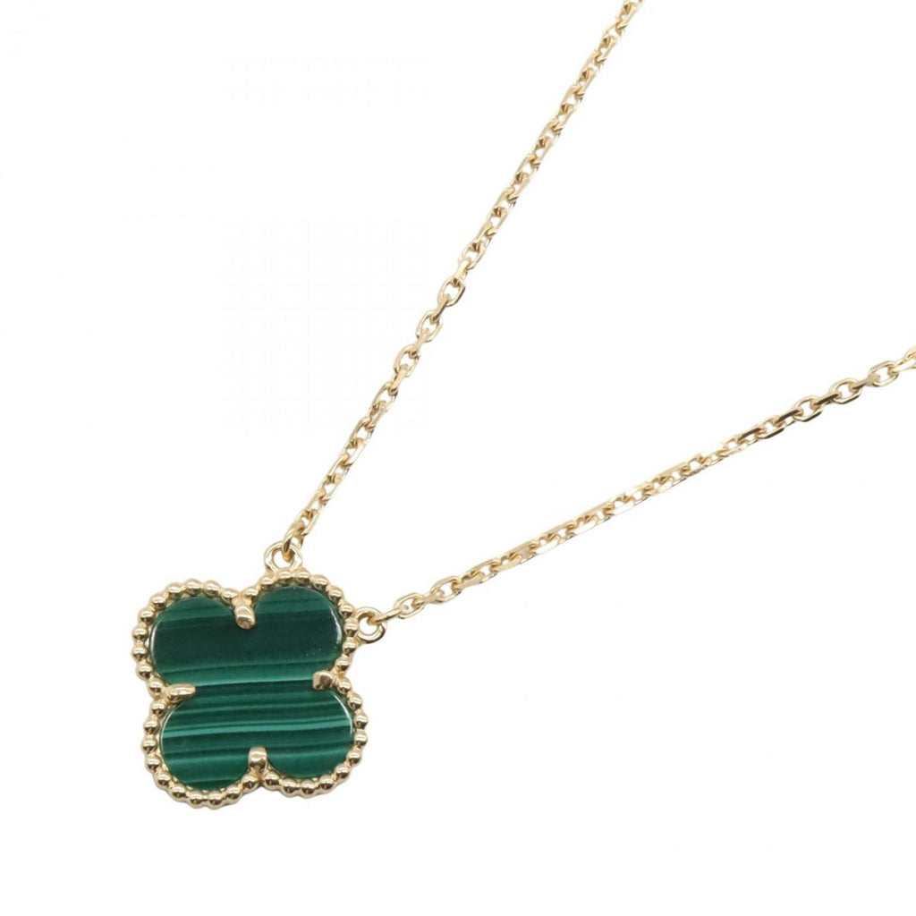 Vintage Alhambra Pendant Necklace 18K Yellow Gold and Malachite
