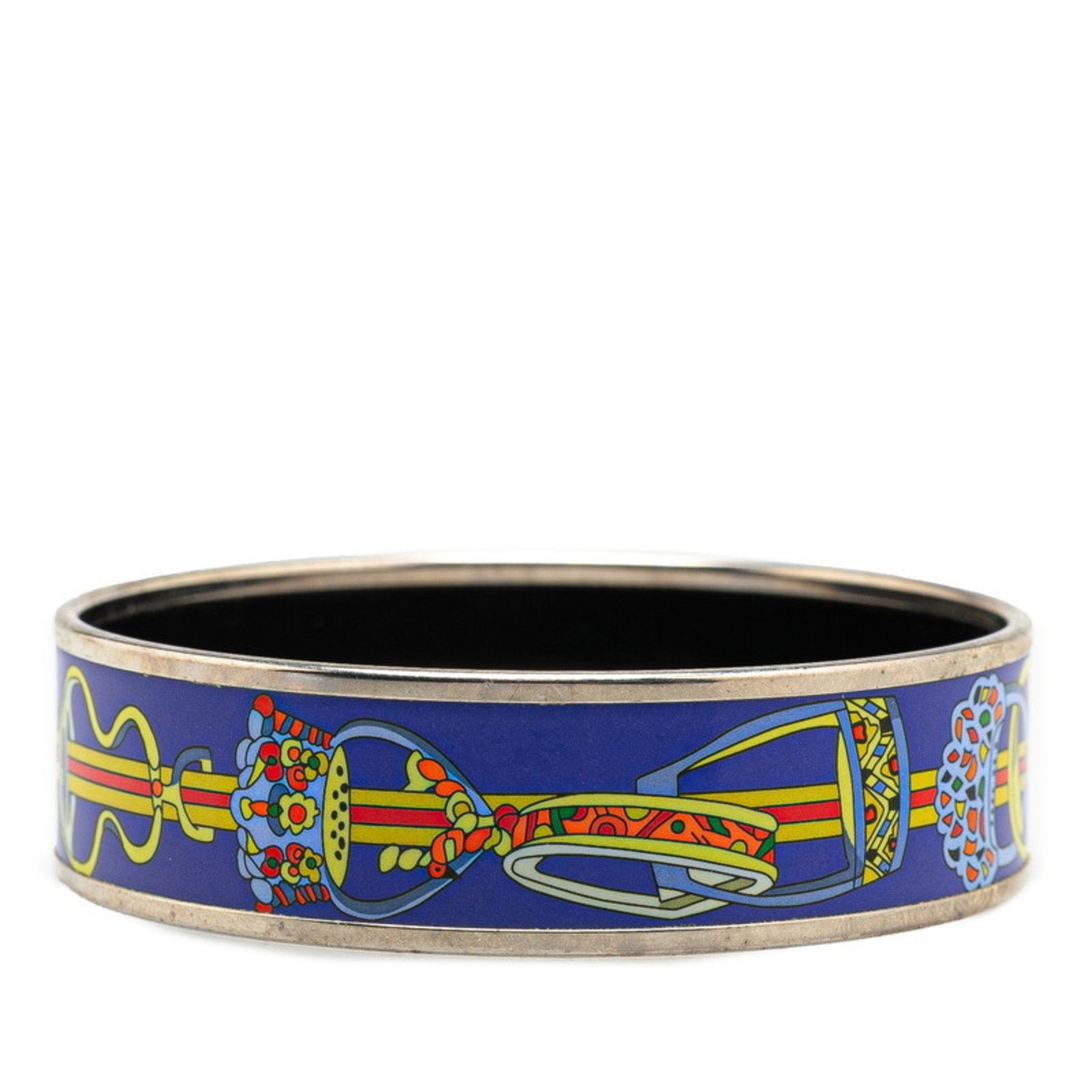 Enamel Cloisonné Bracelet Metal Blue Multi-Color Silver