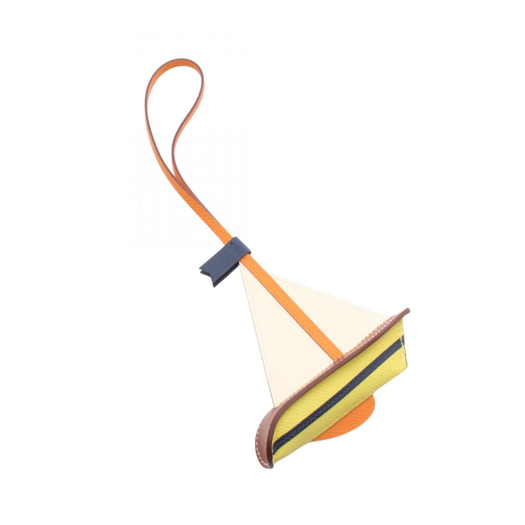 Charm Barenia Leather and Epsom Leather Ivory Lime Multi-color Orange Yellow Handbag Charm