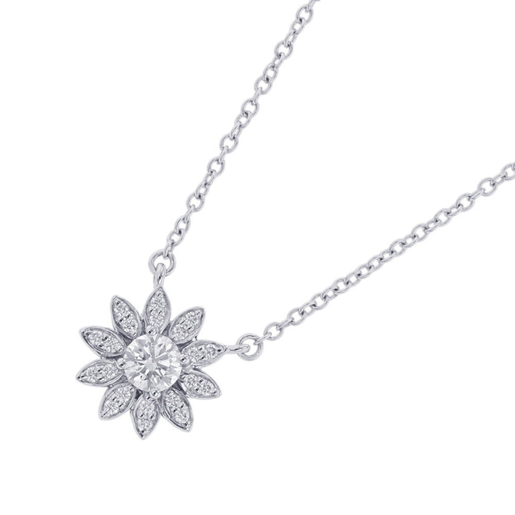 Enchant Flower Pendant Necklace Platinum with Diamonds