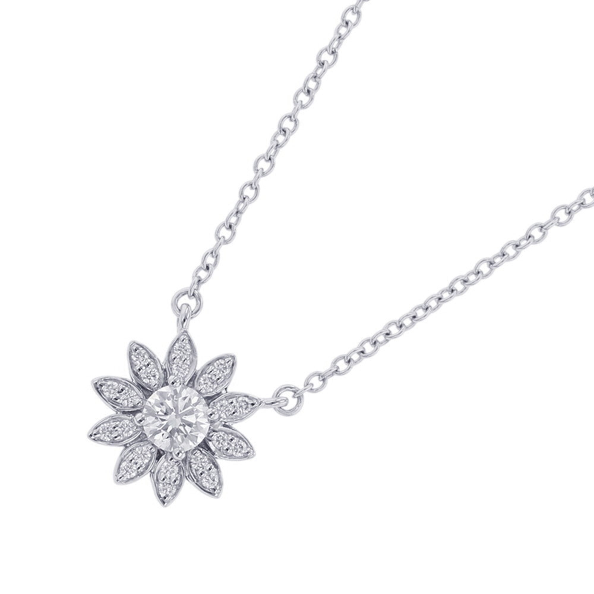 Enchant Flower Pendant Necklace Platinum with Diamonds