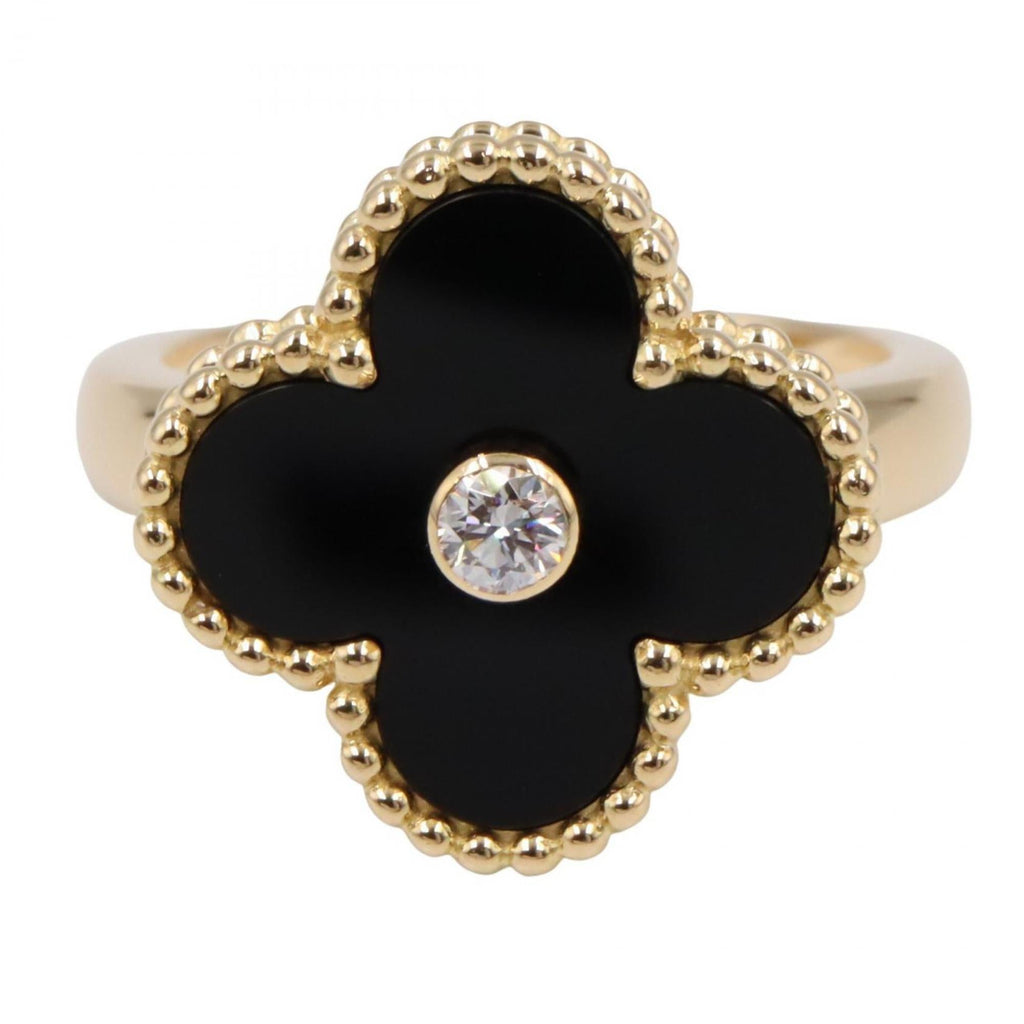 Vintage Alhambra Ring 18K Yellow Gold and Onyx