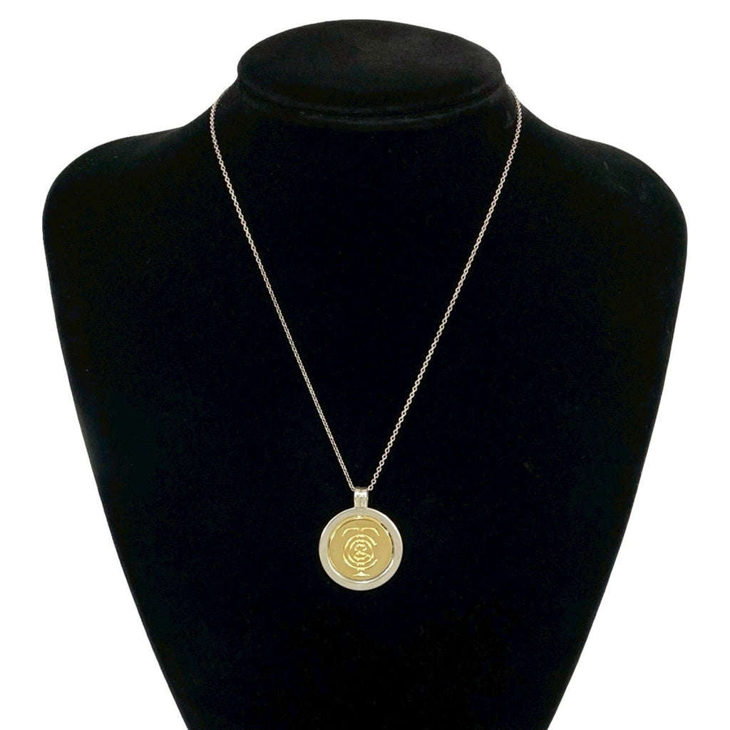 Coin Pendant Necklace 18K Gold and Sterling Silver