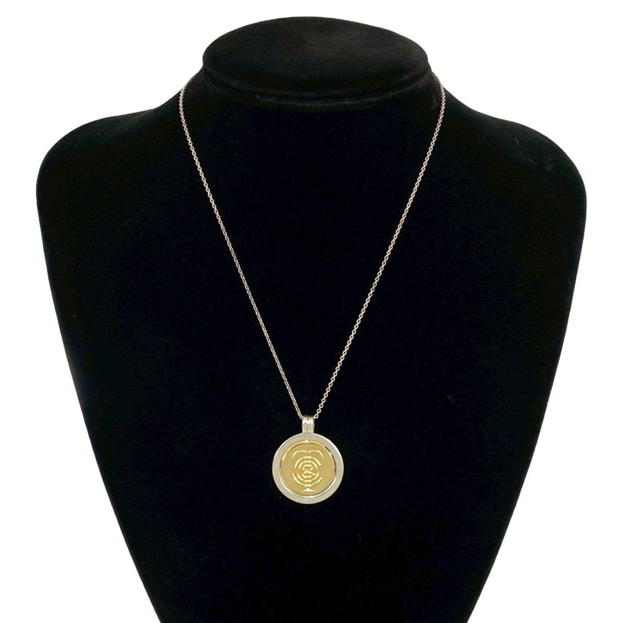 Coin Pendant Necklace 18K Gold and Sterling Silver