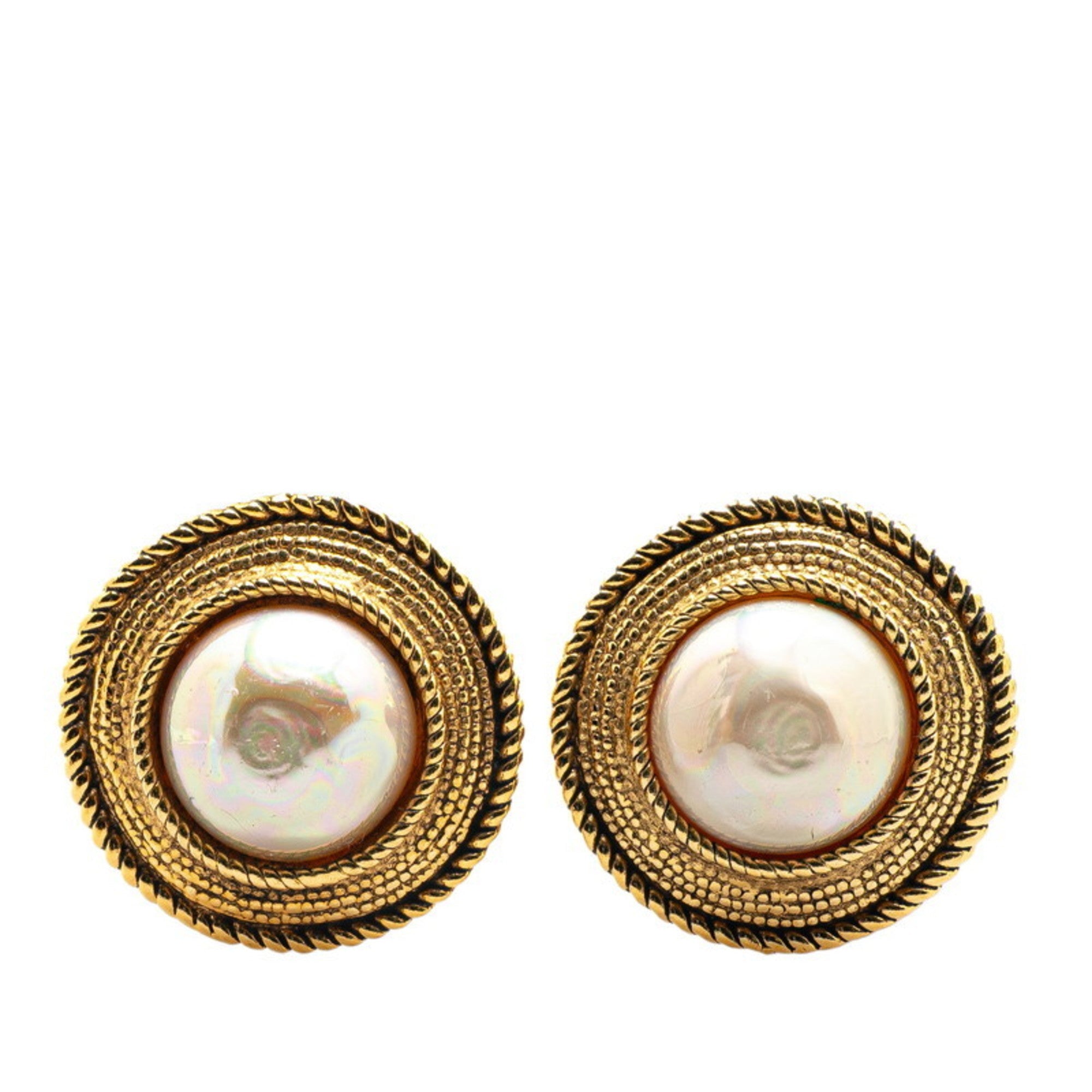 Clip-On Earrings Pearl Clip-On Gold-Tone Metal