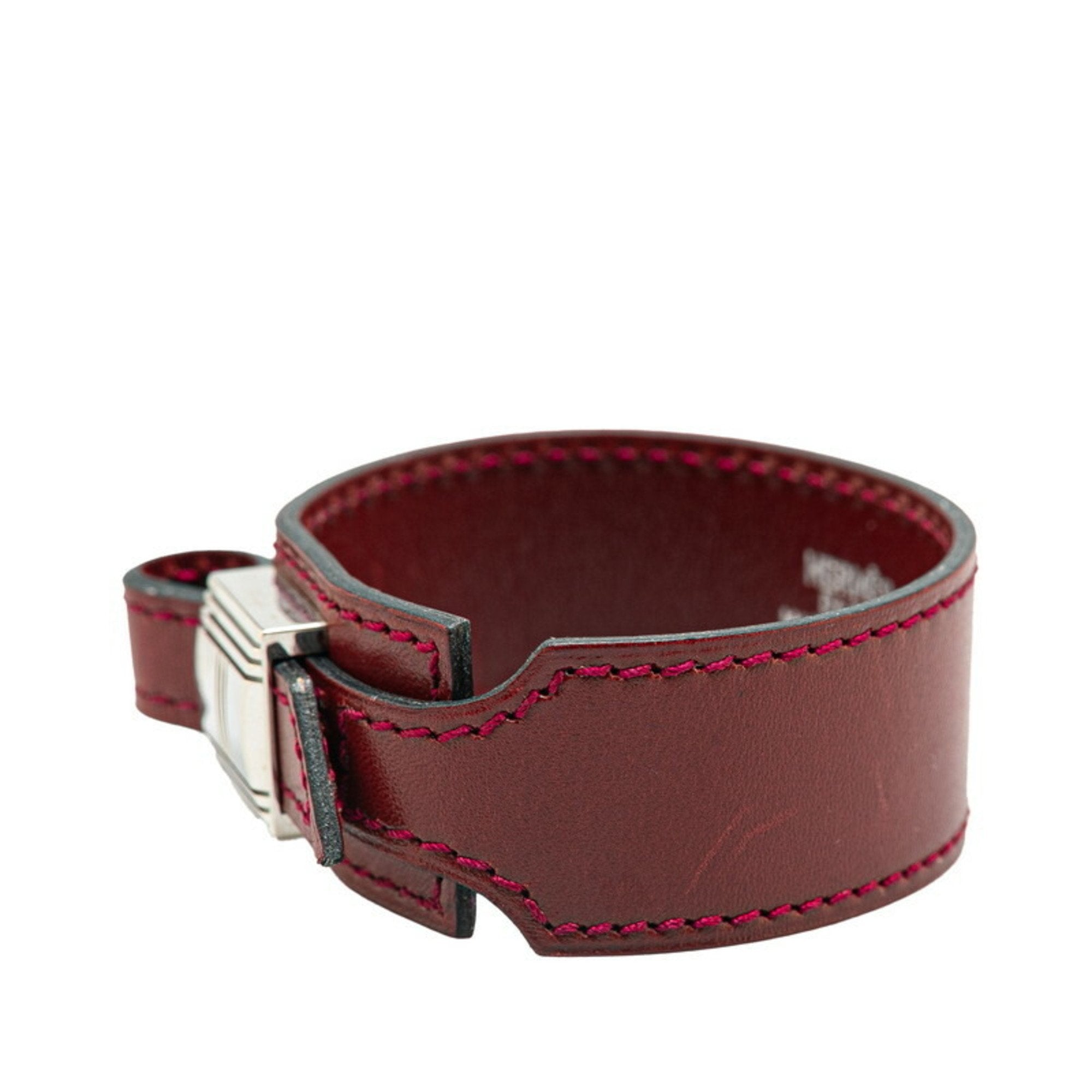 Bracelet Box Calf Leather Wine Red