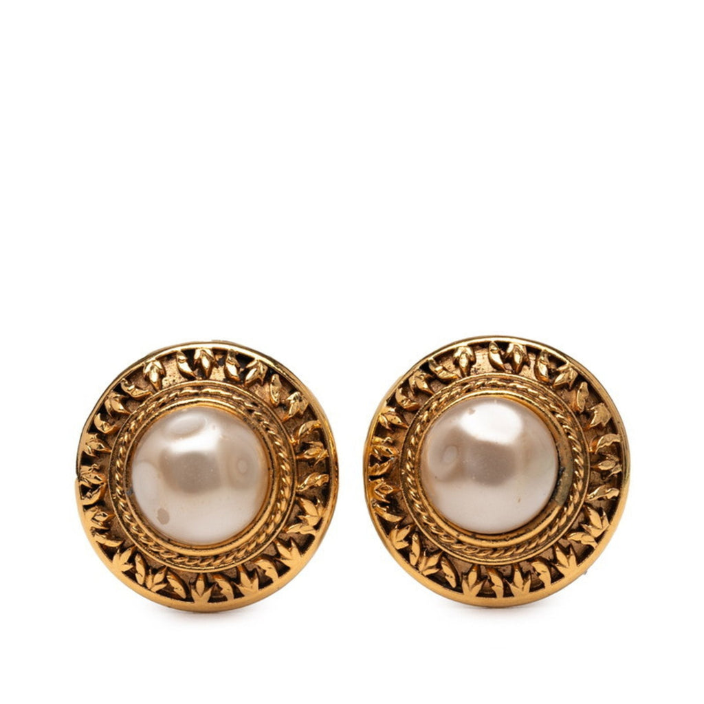 Clip-On Earrings Pearl Clip-On Gold-Tone Metal