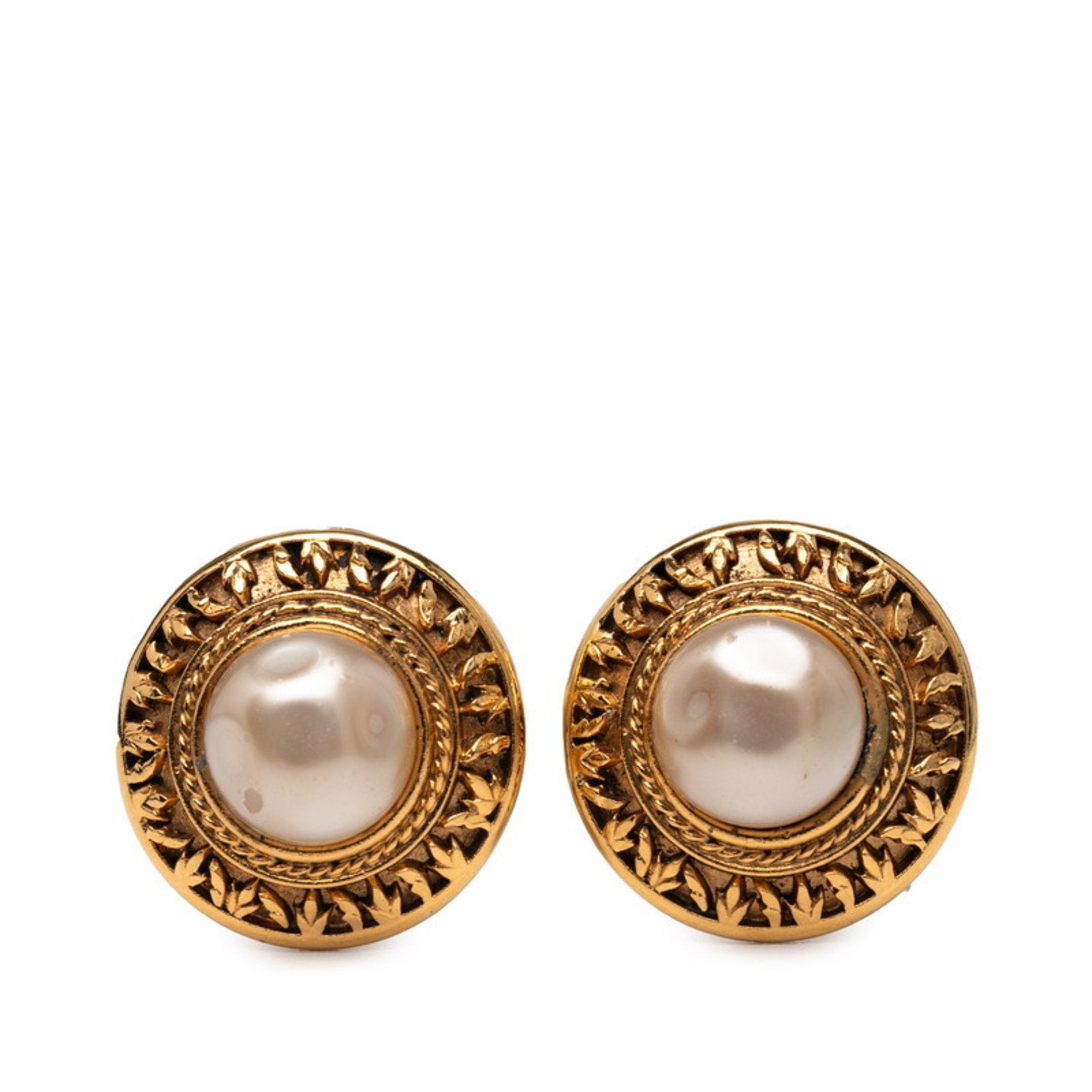Clip-On Earrings Pearl Clip-On Gold-Tone Metal