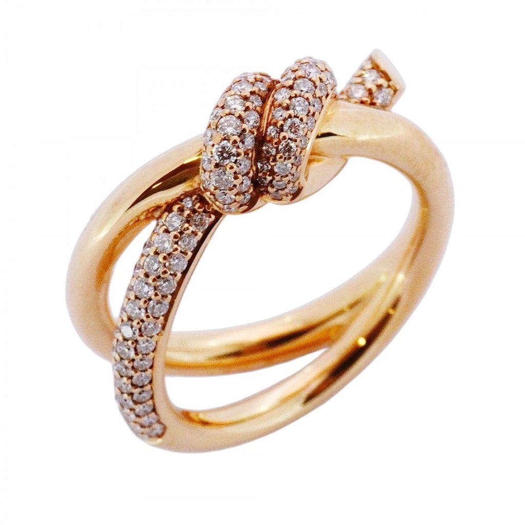 Knot Double Row Ring 18K Rose Gold with Diamond