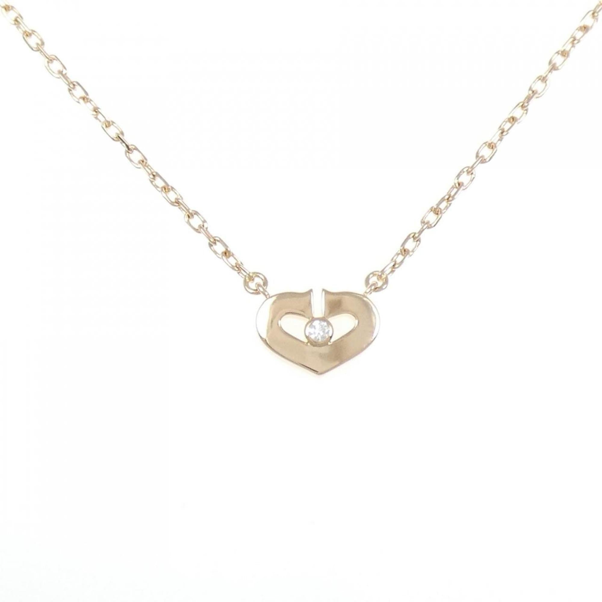 C Heart Pendant Necklace with Diamonds