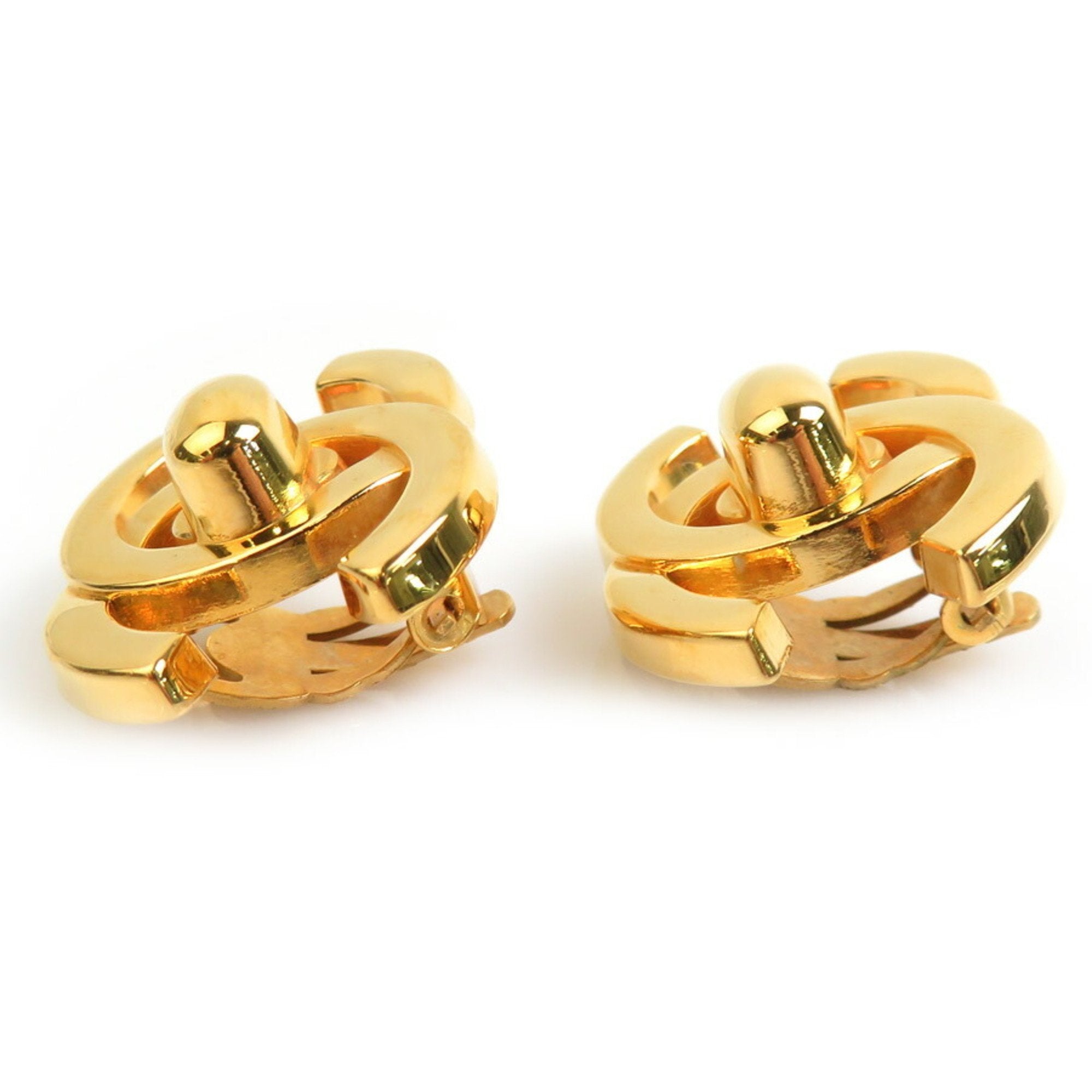 CC Logo Clip-On Earrings Gold-Tone Metal Gold-Tone Metal