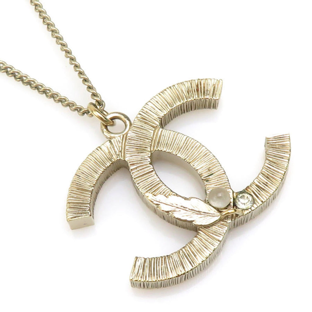 CC Logo Pendant Necklace Gold-Tone Metal