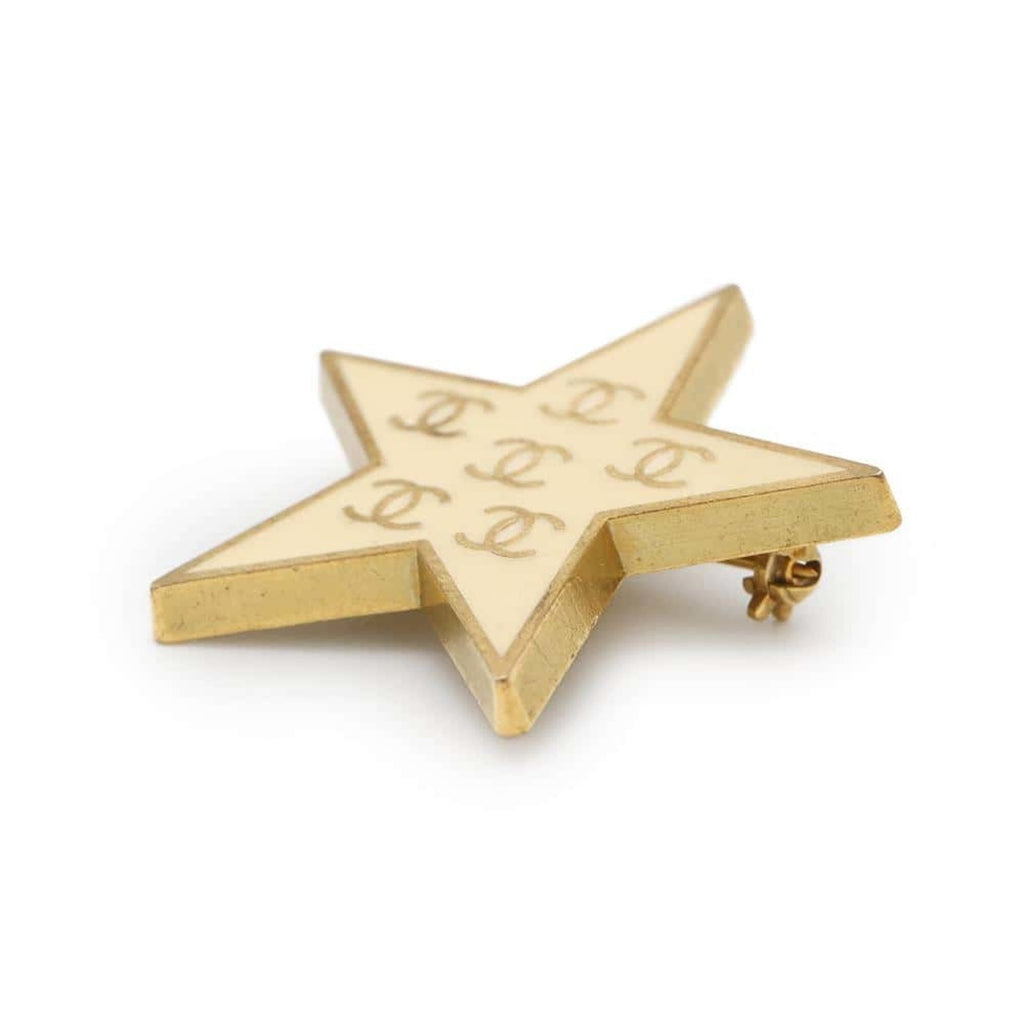 Star Brooch Metal Beige Gold