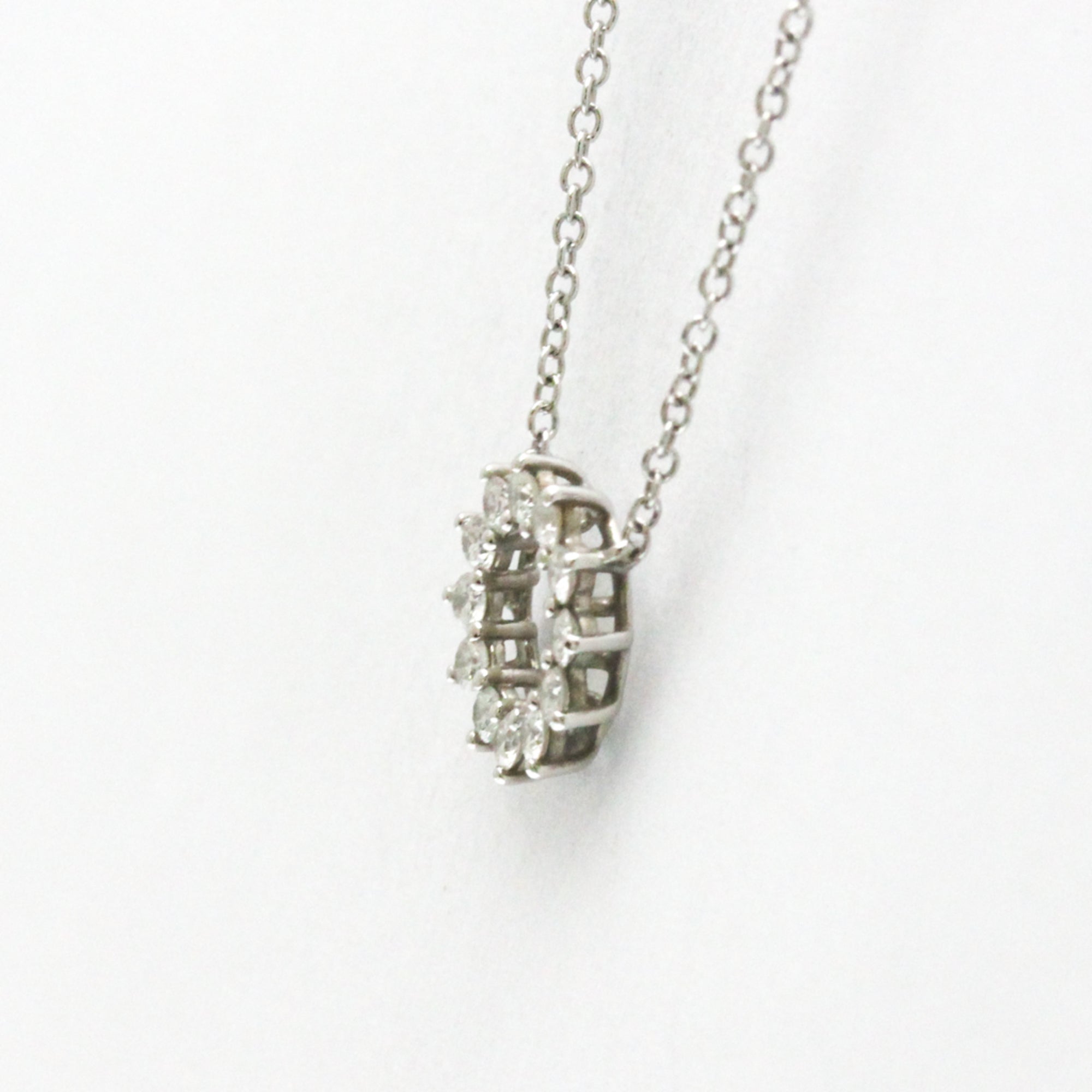 Open Circle Pendant Necklace Platinum With Diamond Mini