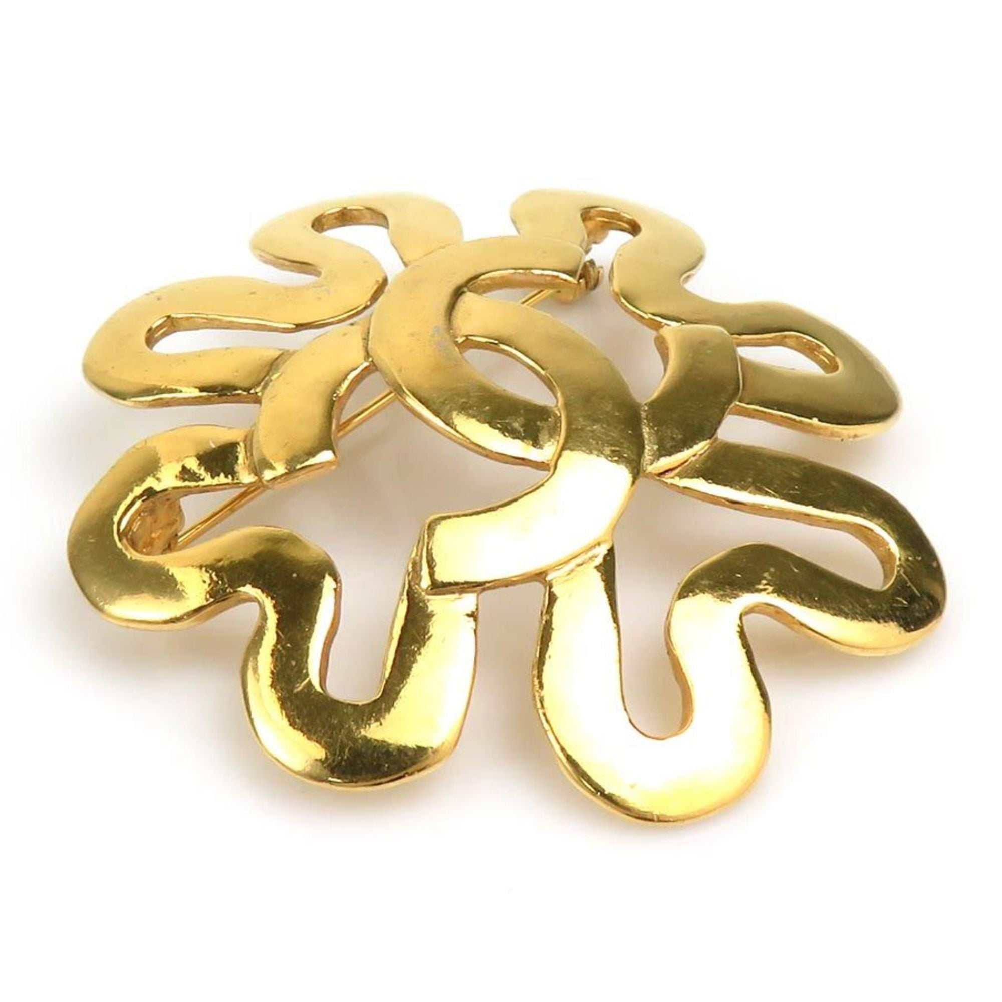 CC Logo Brooch Gold-Tone Metal