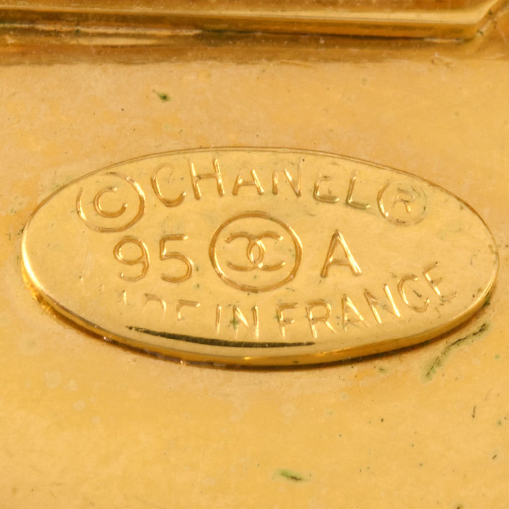 CC Logo Brooch Gold-Tone Metal