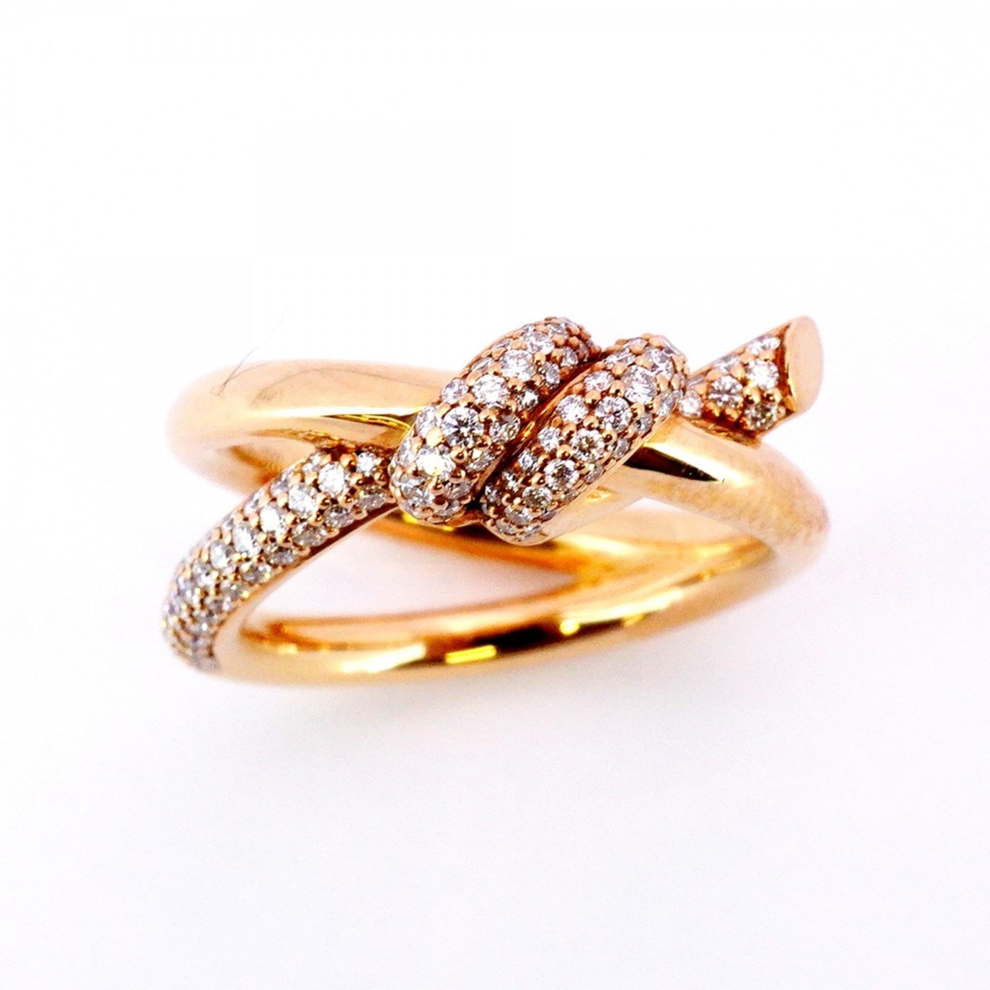 Knot Double Row Ring 18K Rose Gold with Diamond
