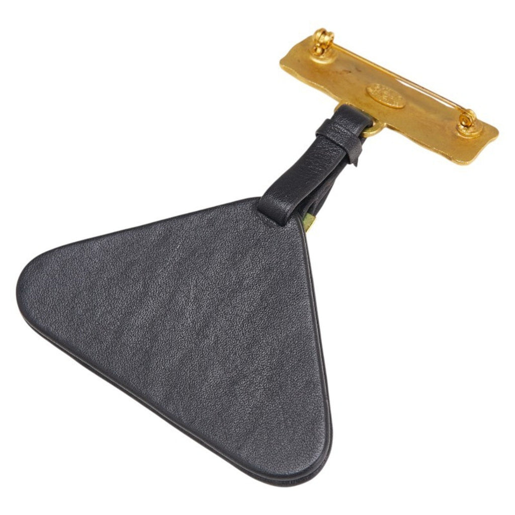Triangle Brooch Gold and Leather