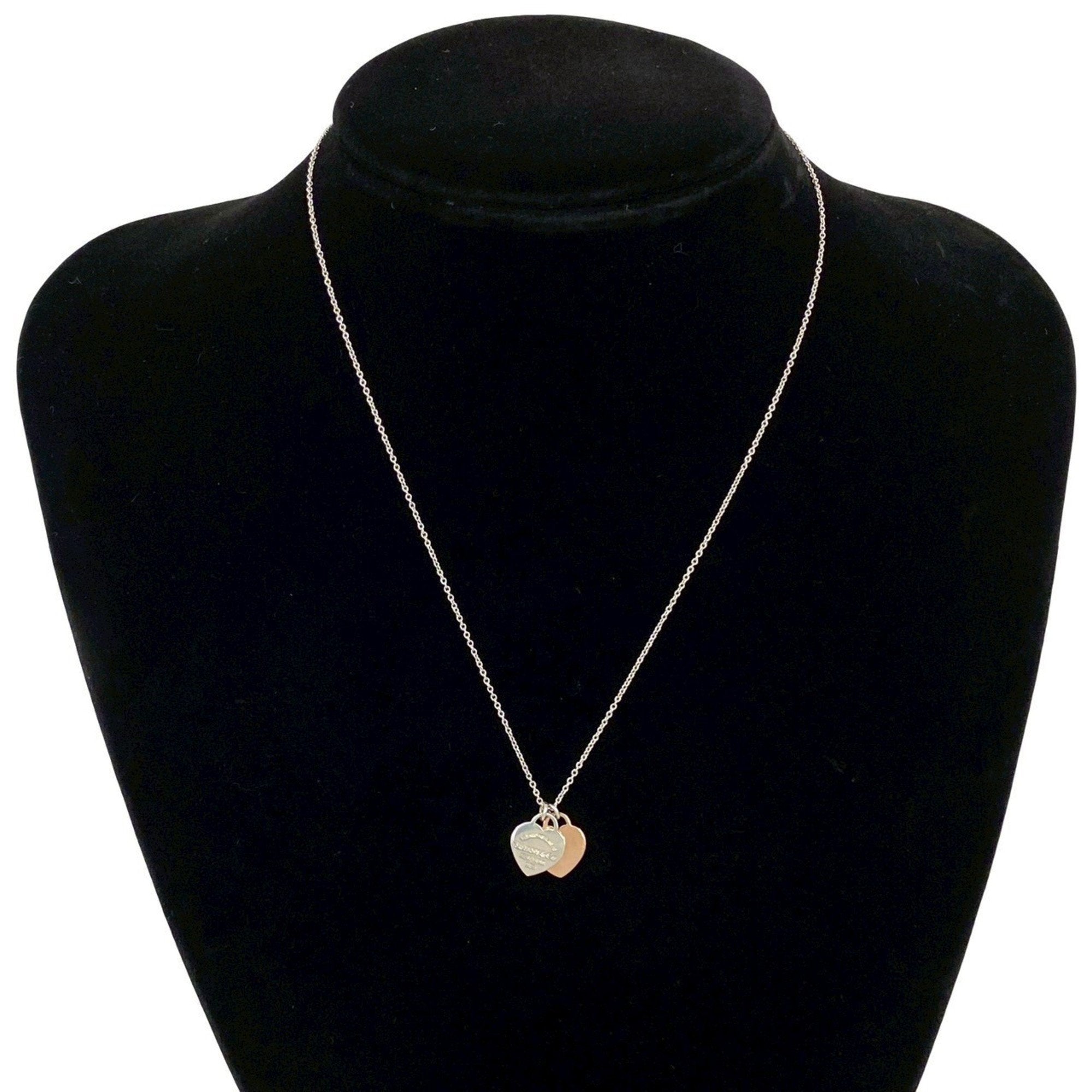 Return to Double Heart Pendant Necklace Metal and Sterling Silver
