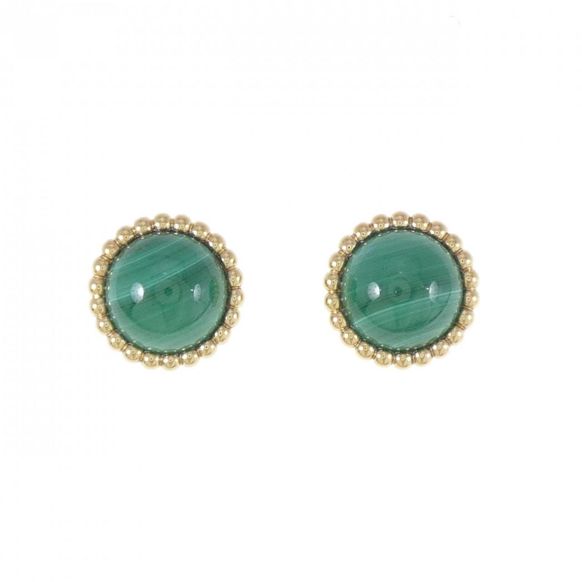 Perlee Earrings Yellow Gold with Malachite