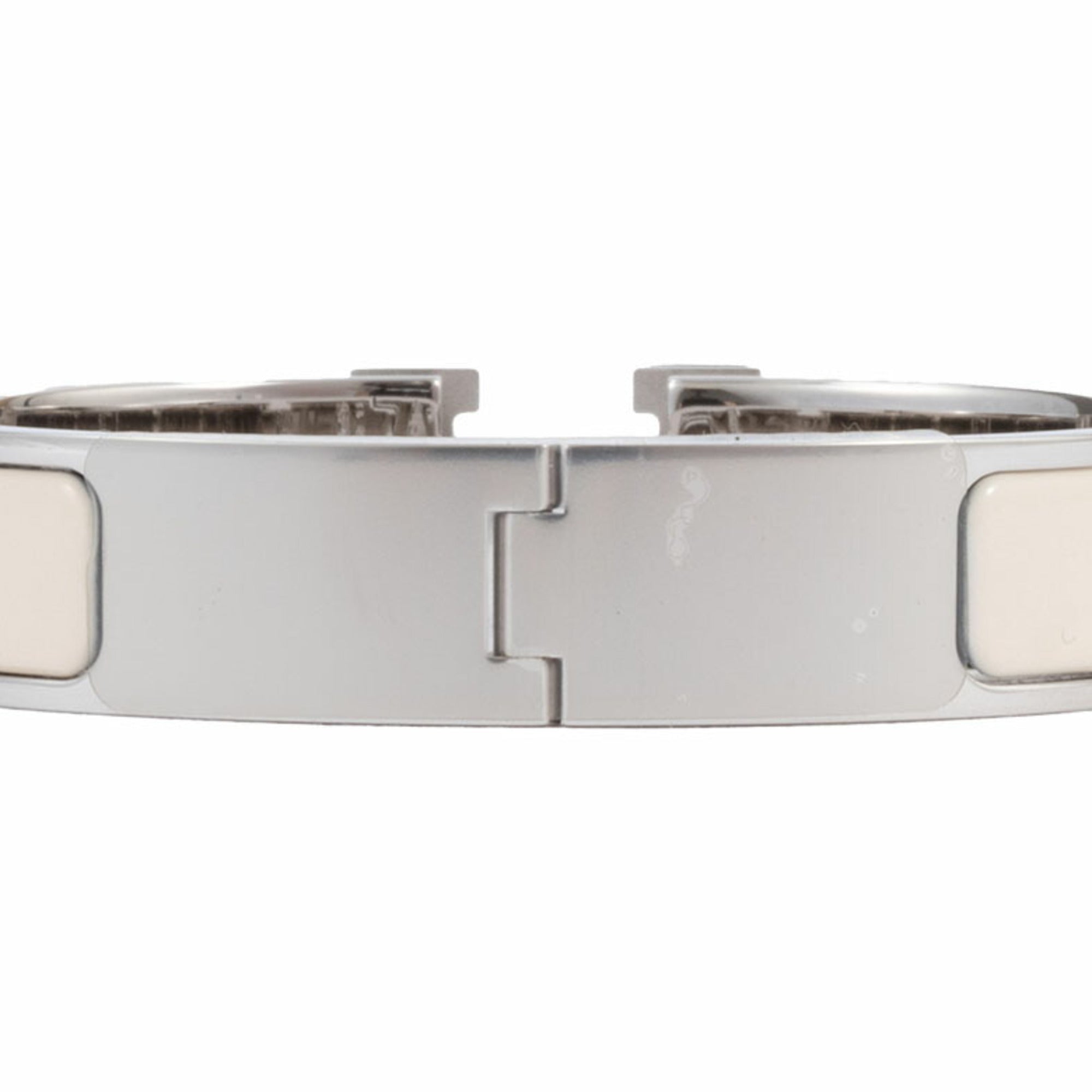 Bracelet Enamel and Metal Cream and Silver