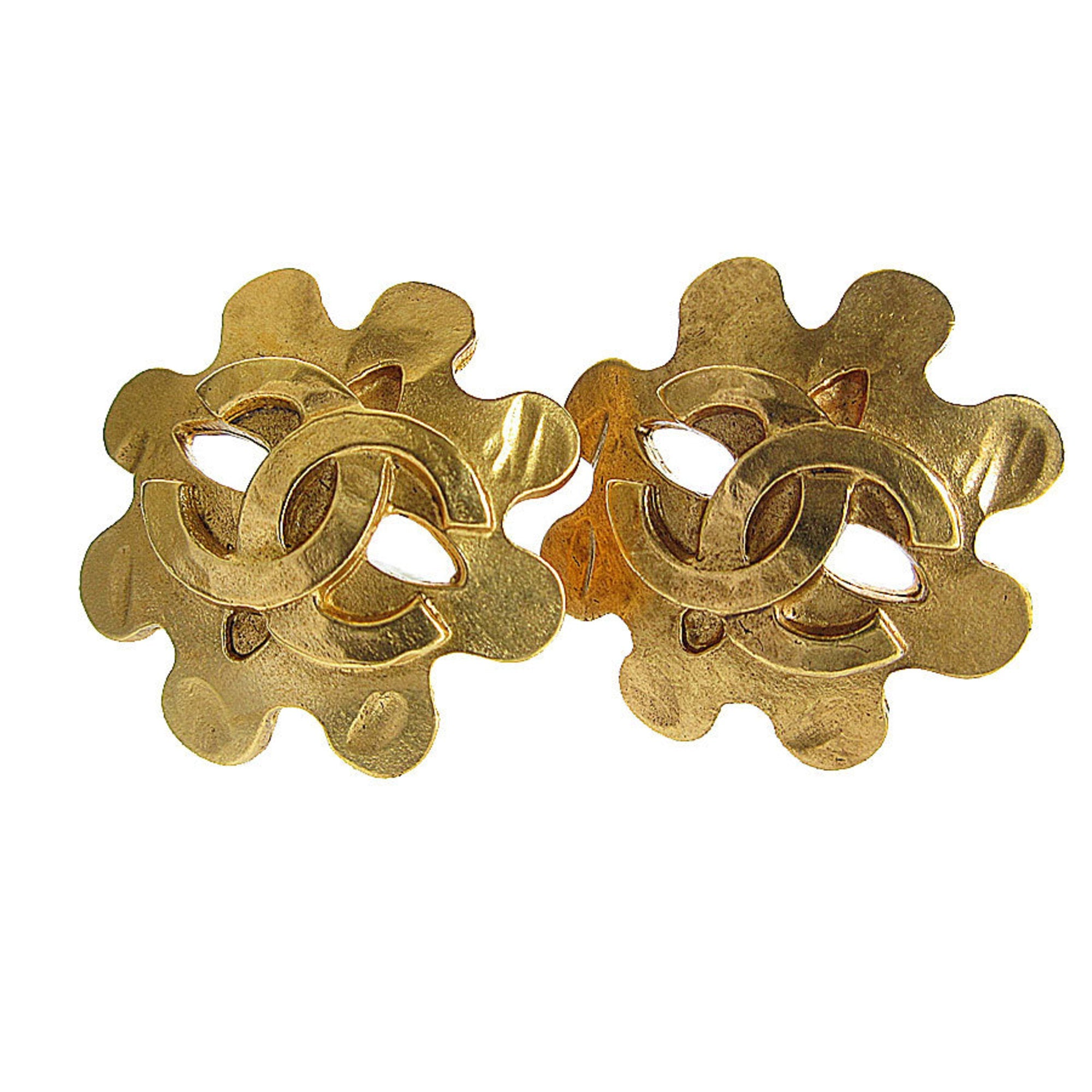 CC Logo Clip-On Earrings Gold-Tone Metal Gold-Tone Metal