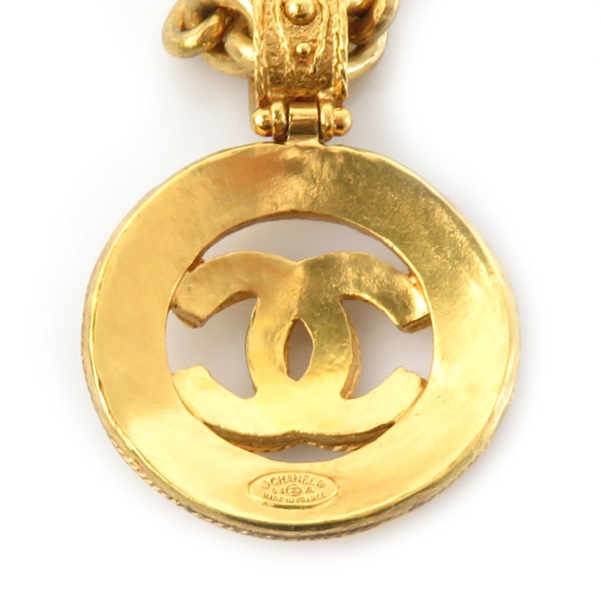 CC Logo Pendant Necklace Gold-Tone Metal