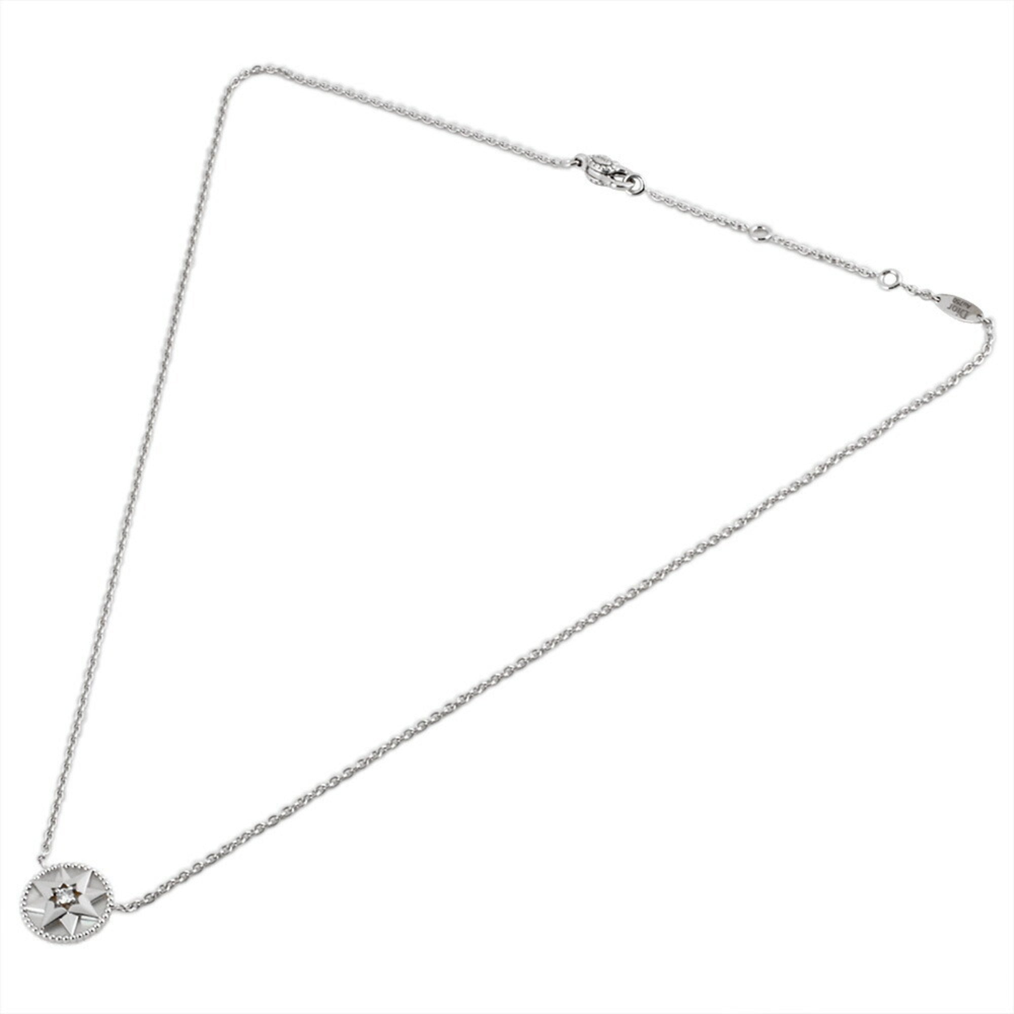 Rose Devant Pendant Necklace 18K White Gold with Diamond and White Shell