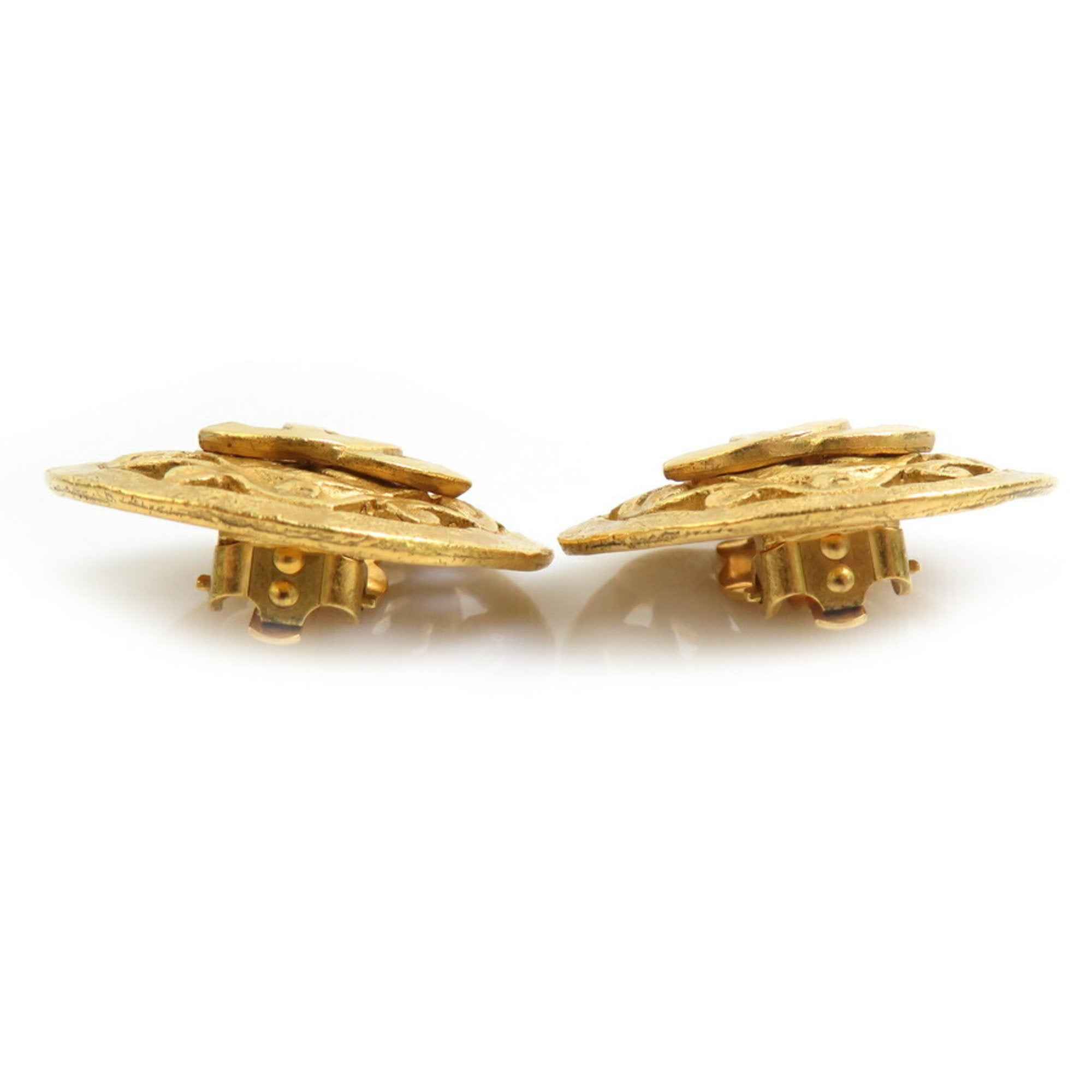 CC Logo Clip-On Earrings Gold-Tone Metal Gold-Tone Metal
