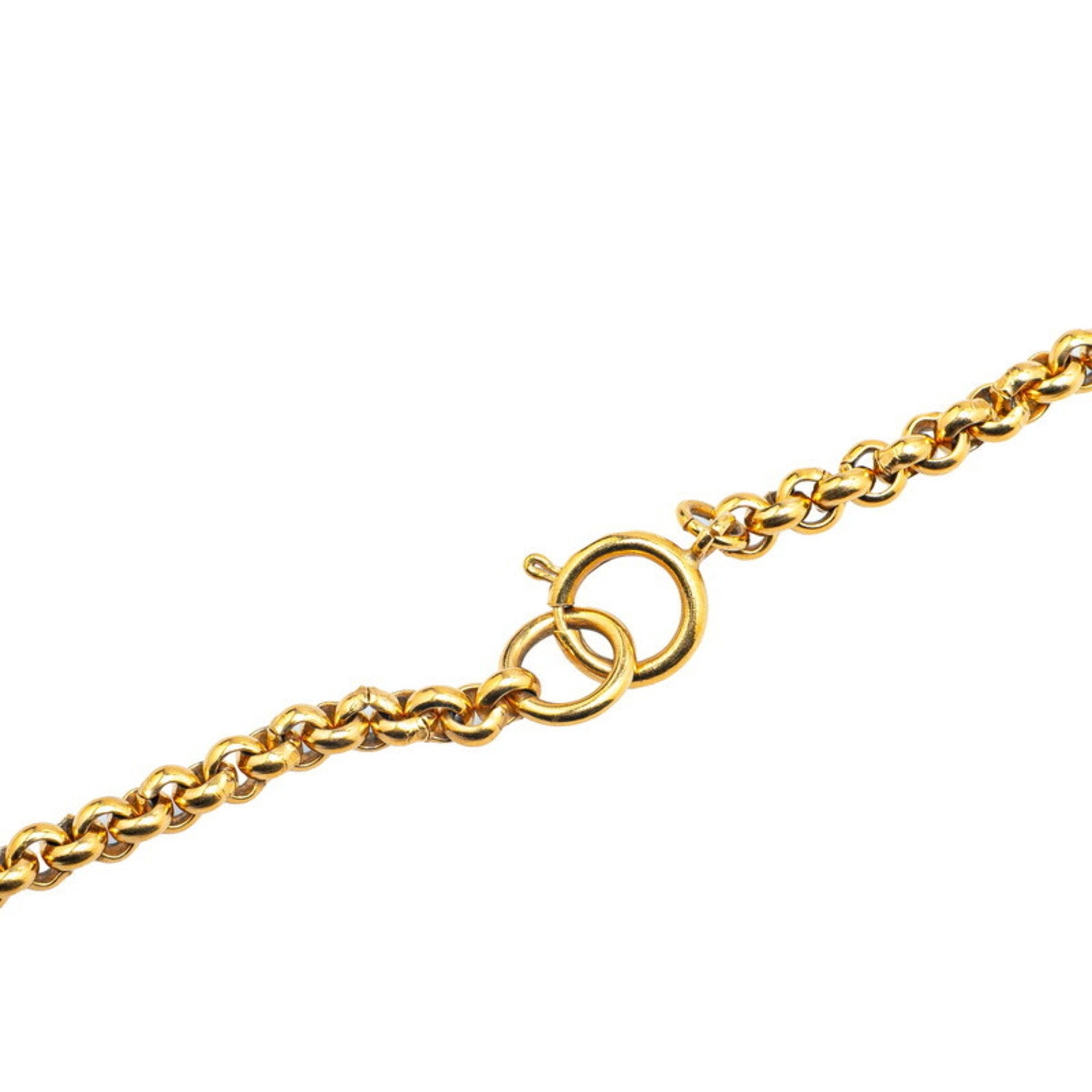 CC Logo Chain Heart Pendant Necklace Metal