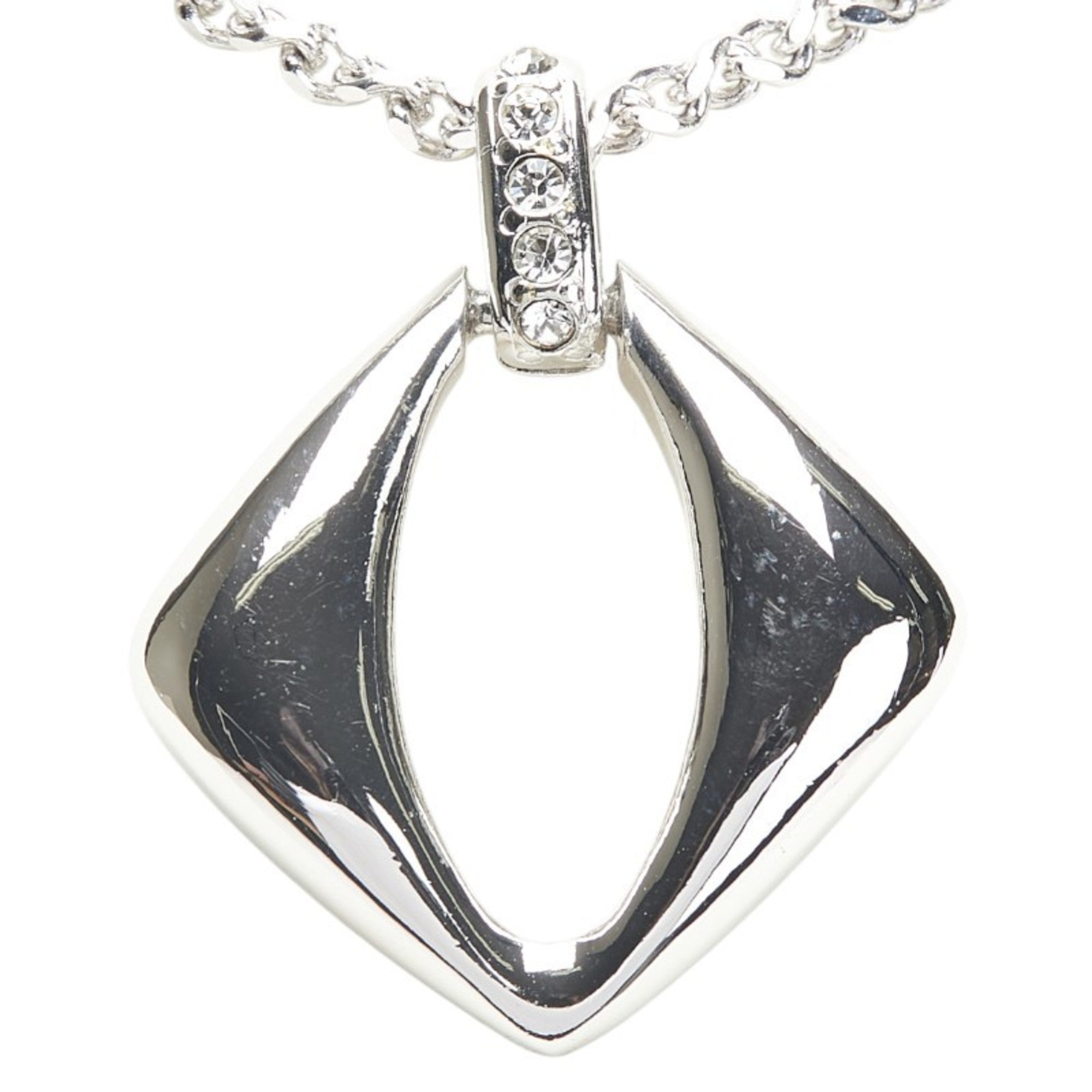 Pendant Necklace Silver Metal with Rhinestone
