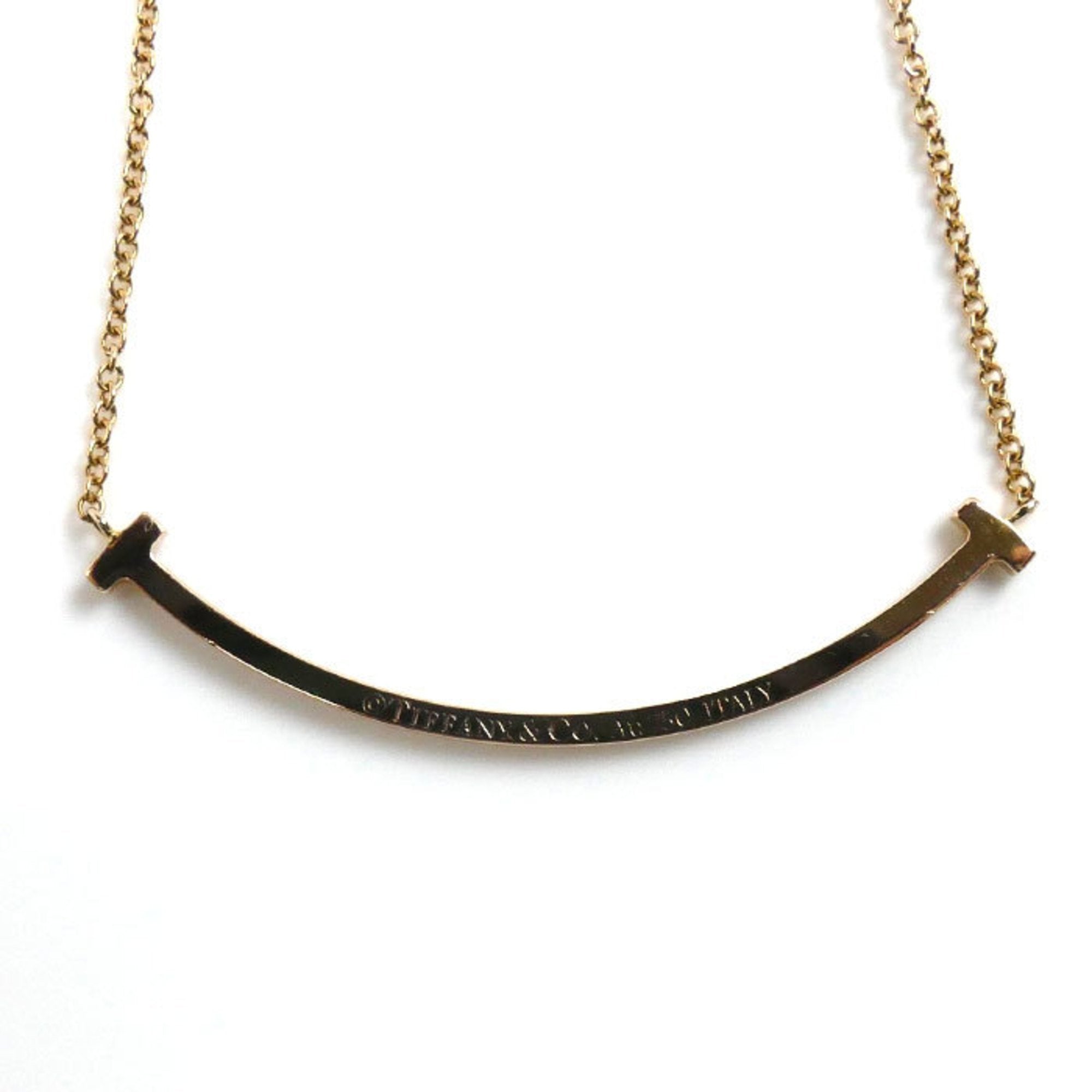 T Smile Pendant Necklace 18K Rose Gold with Diamonds