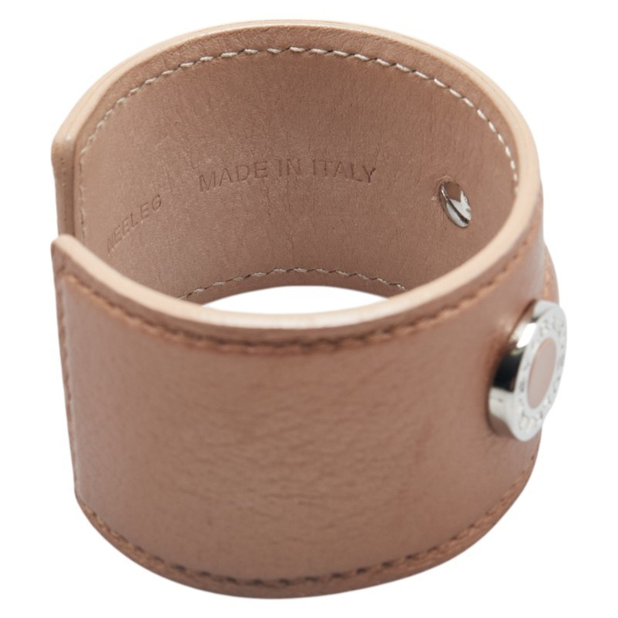 Bracelet Leather and Metal Beige Silver