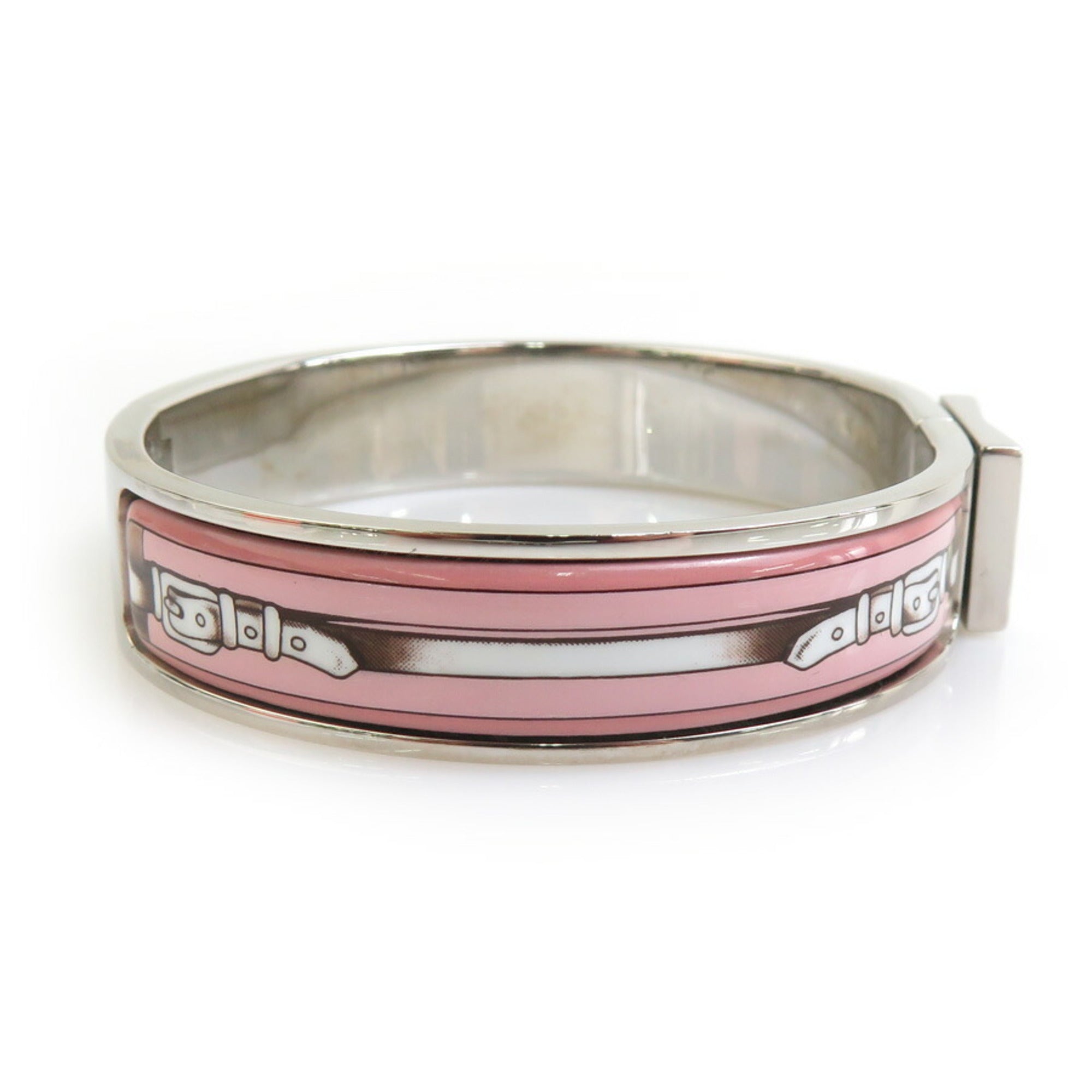 Bracelet Enamel and Metal Pink Silver White