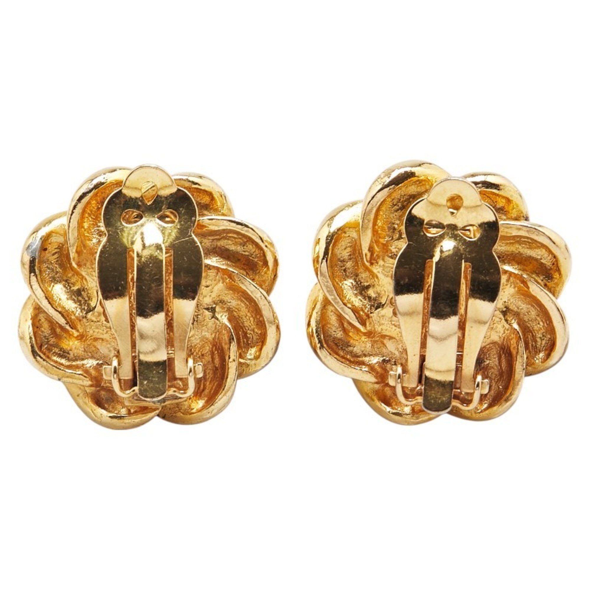 Vintage Clip-On Earrings Pearl Clip-On Gold-Tone Metal